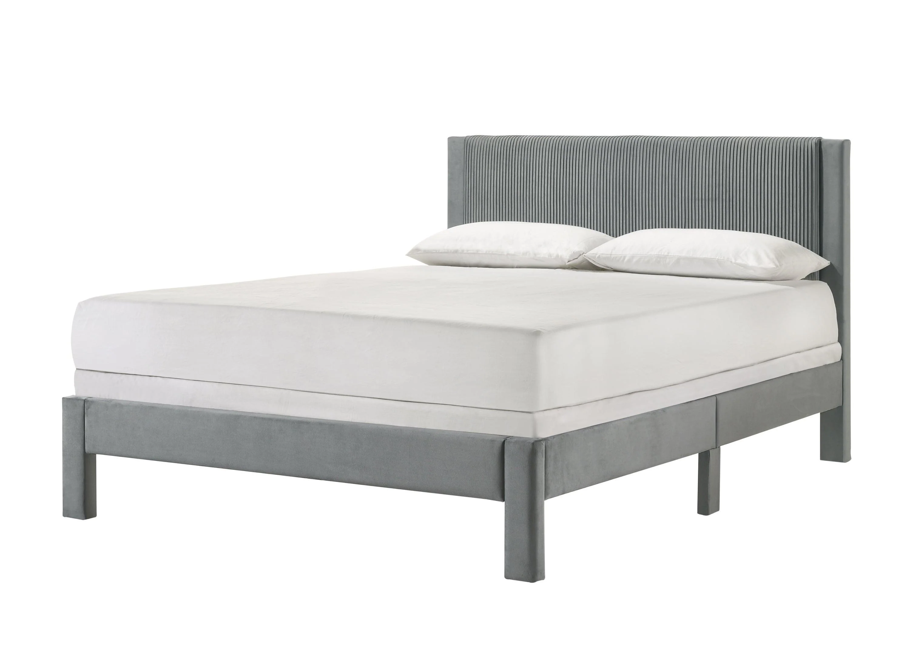 Lucia Light Gray Upholstered Platform Full Bed - Image 3