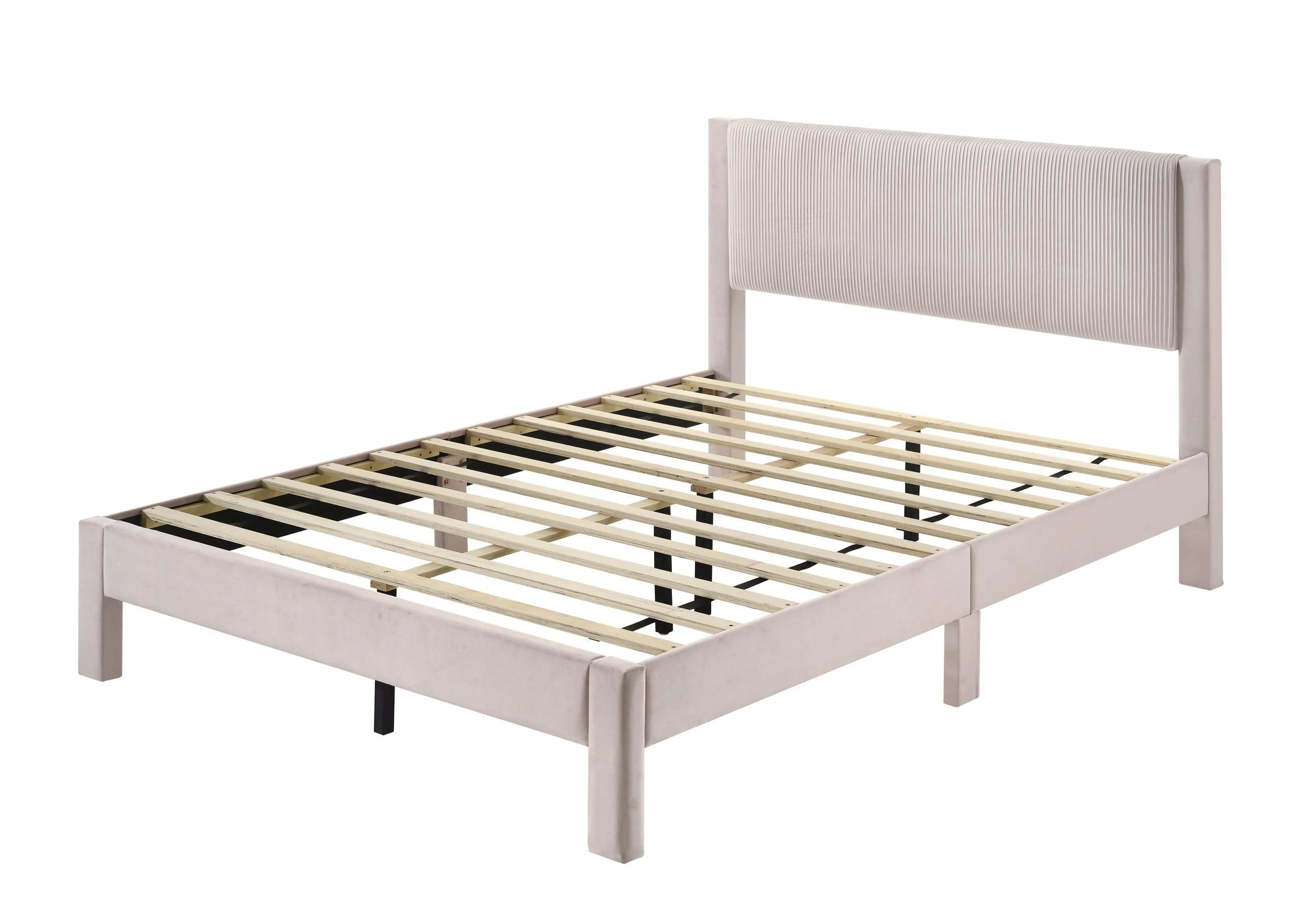 Lucia Pink Upholstered Platform Full Bed - Image 3