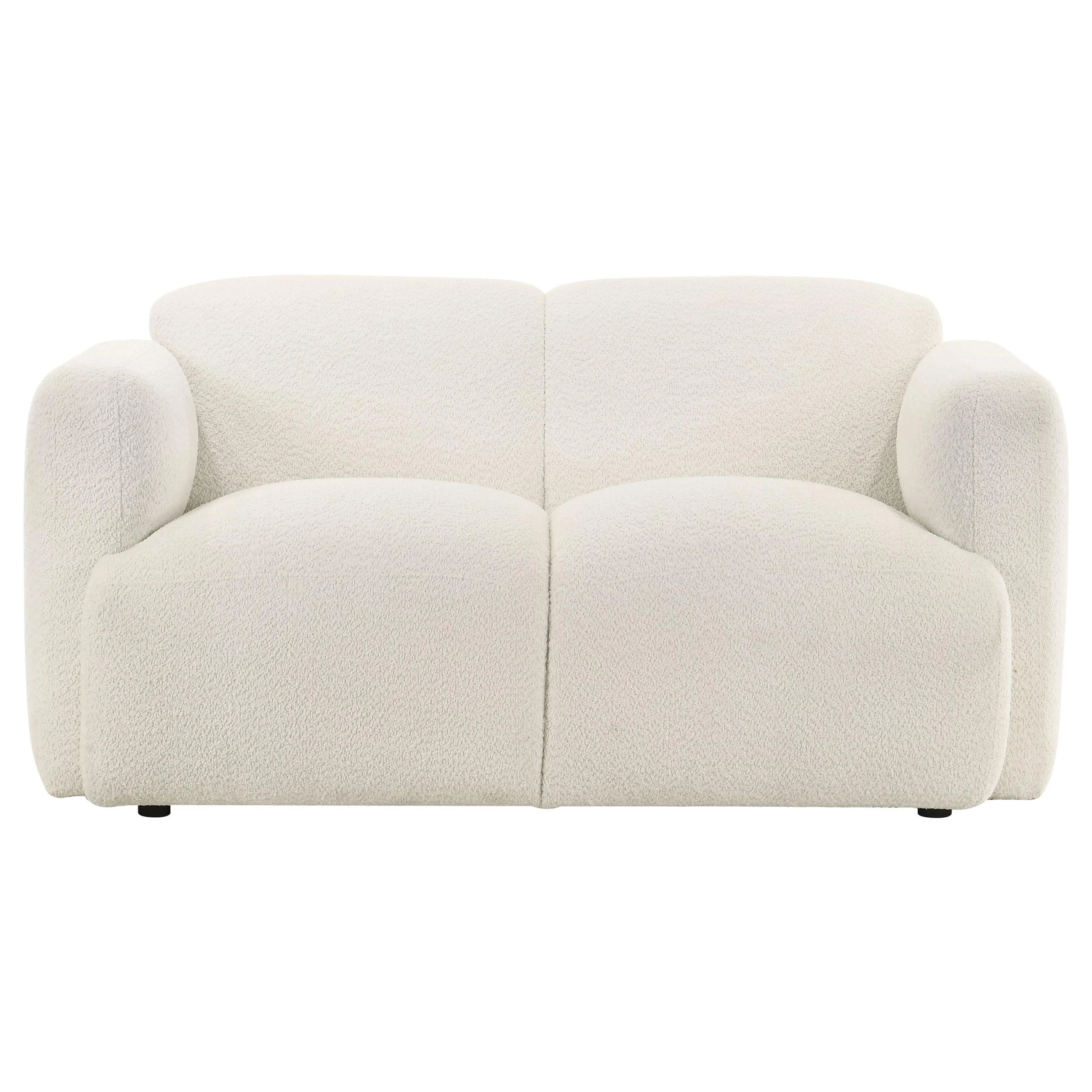 Dorset Fabric Upholstered Round Track Arm Loveseat White - Image 2