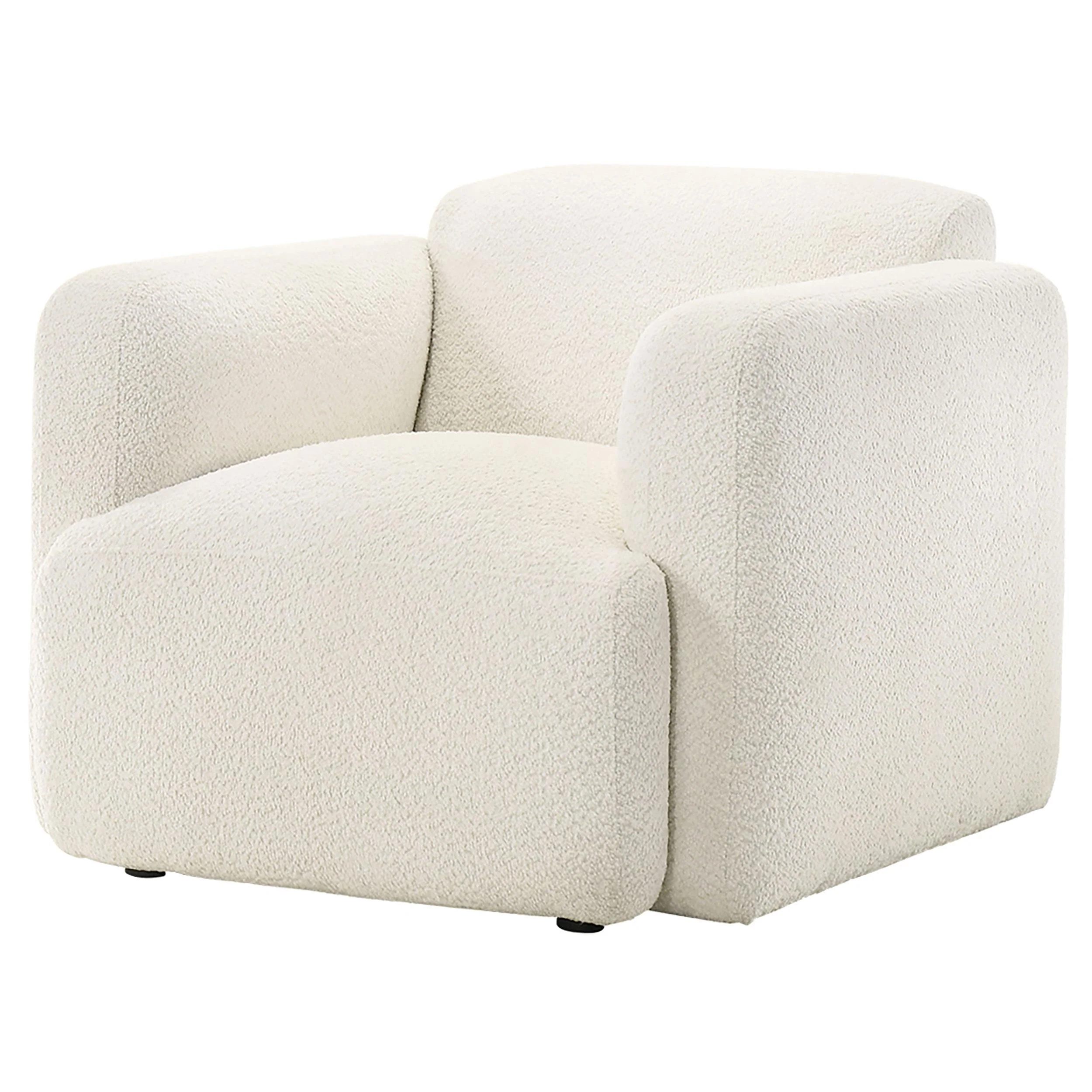 Dorset Fabric Upholstered Round Track Arm Accent Chair White - Image 3