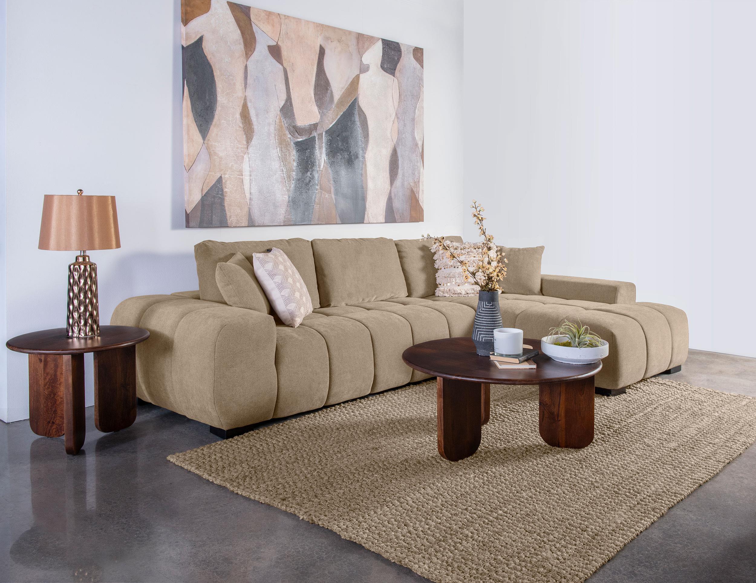 Octavia Upholstered Sectional Chaise Sofa Camel - Image 2