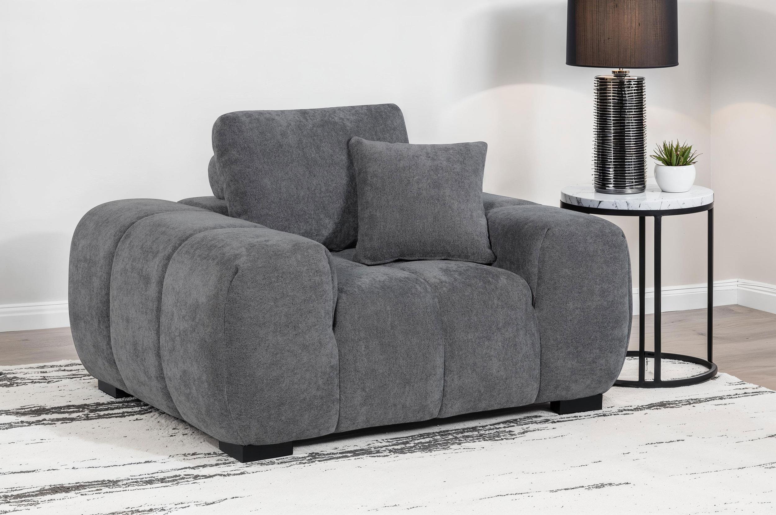 Octavia Upholstered Track Arm Accent Chair Charcoal Grey - Image 2