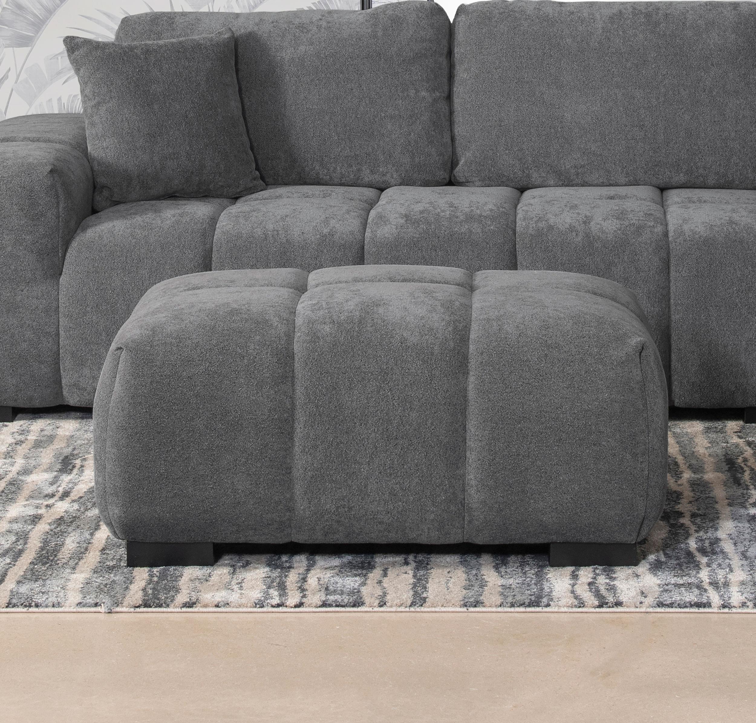 Octavia Upholstered Rectangular Ottoman Charcoal Grey - Image 2