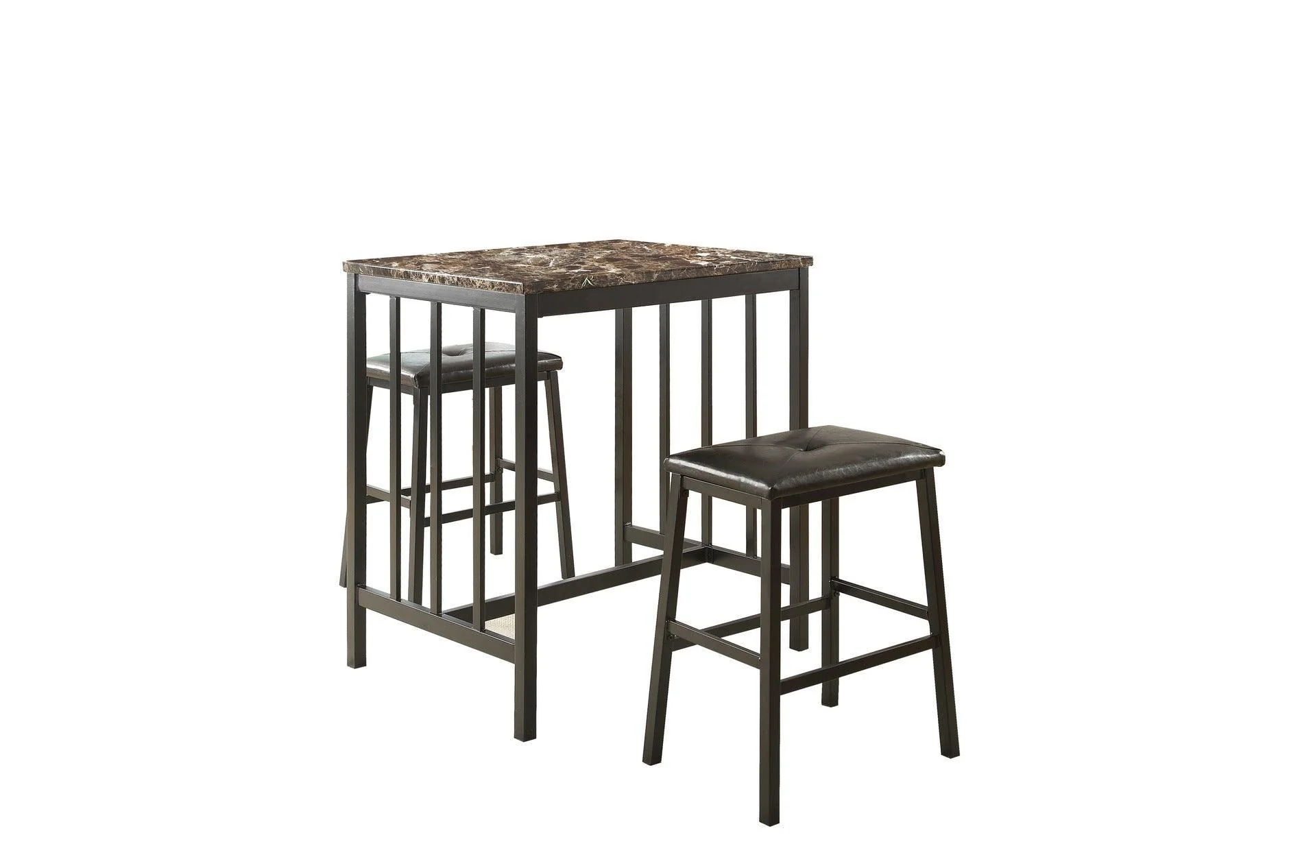Edgar Black Faux Leather Faux Marble Rectangular Dining Room Set - Image 2