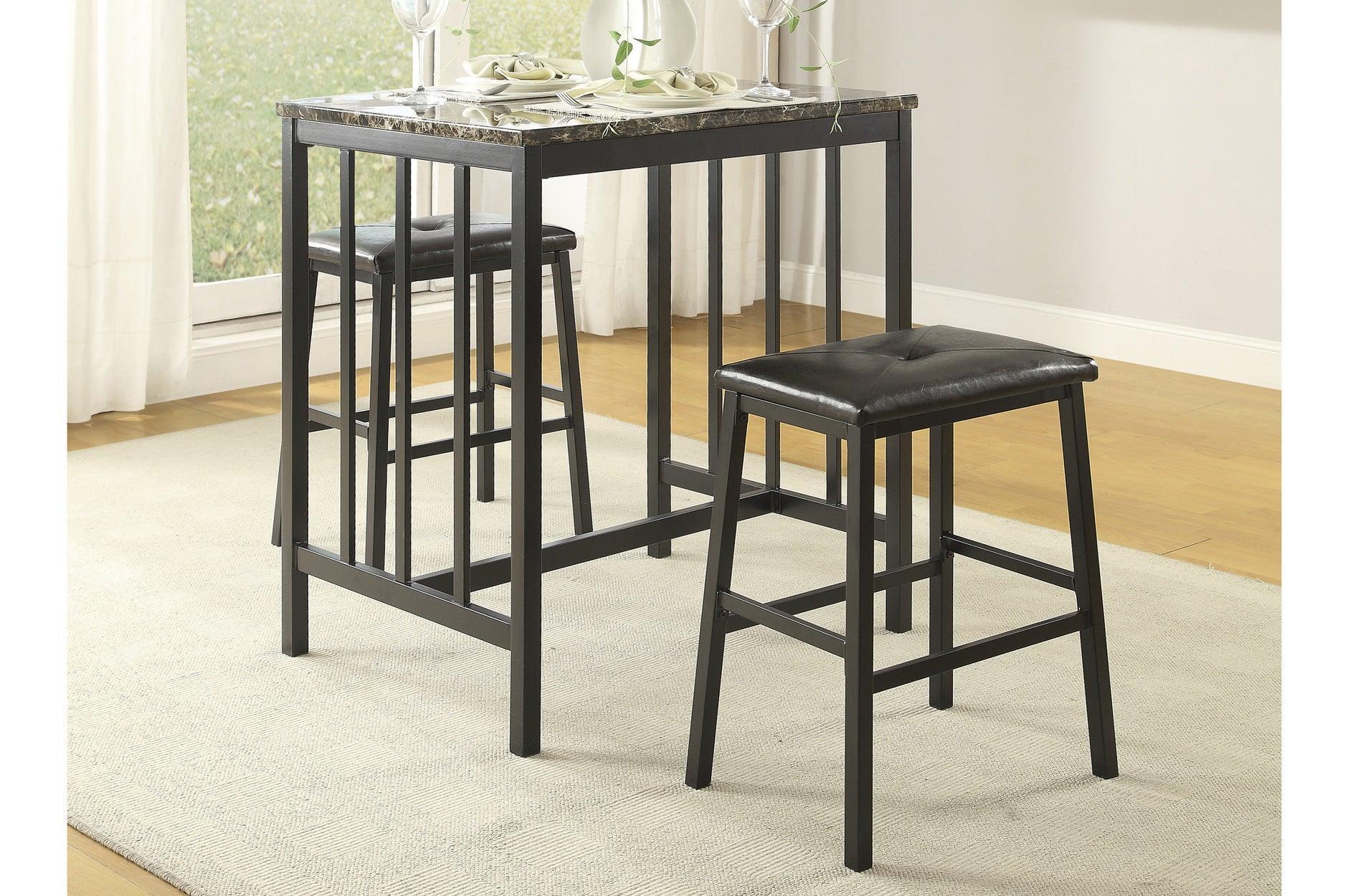 Edgar Black Faux Leather Faux Marble Rectangular Dining Room Set - Image 1