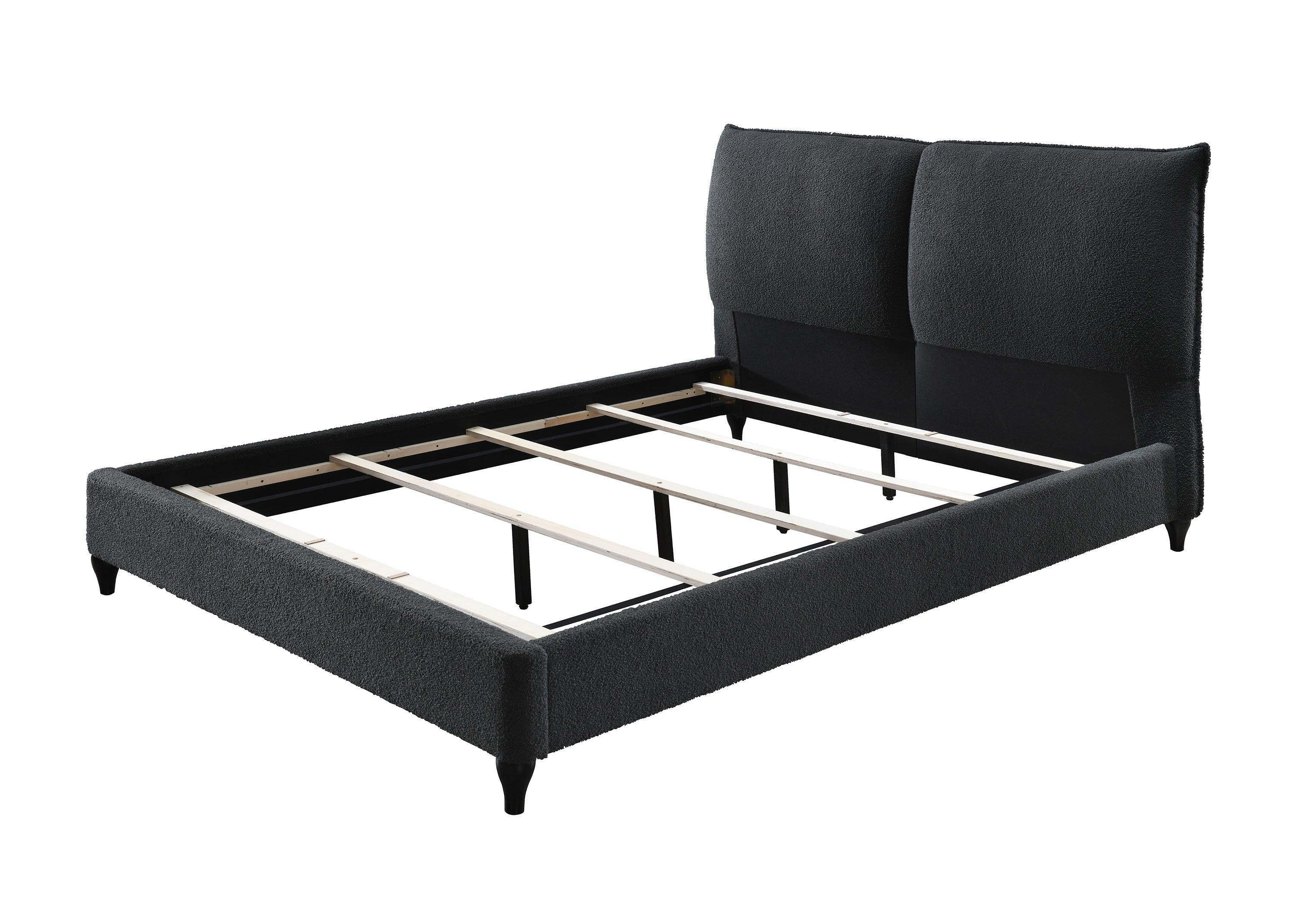 Jenn Charcoal Fabric Upholstered Platform Queen Bed - Image 3