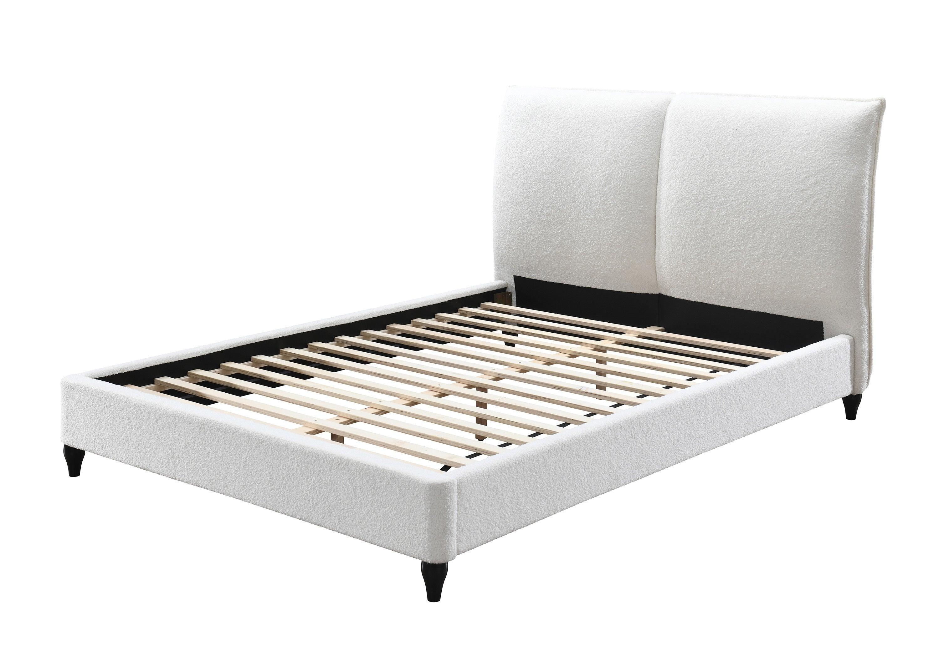 Jenn White Fabric Upholstered Platform Queen Bed - Image 3