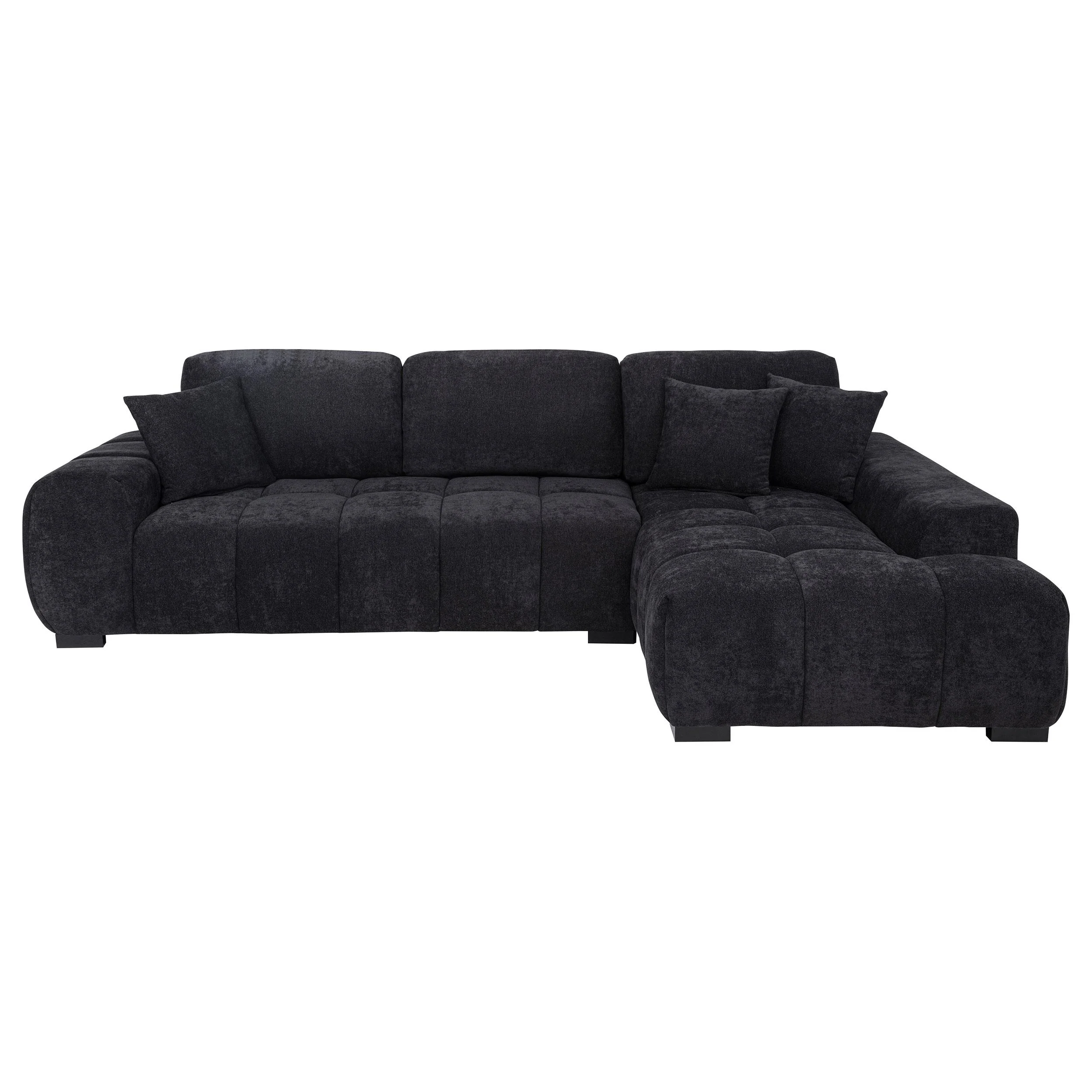 Octavia Fabric Upholstered Track Arm Sectional Sofa Black - Image 2