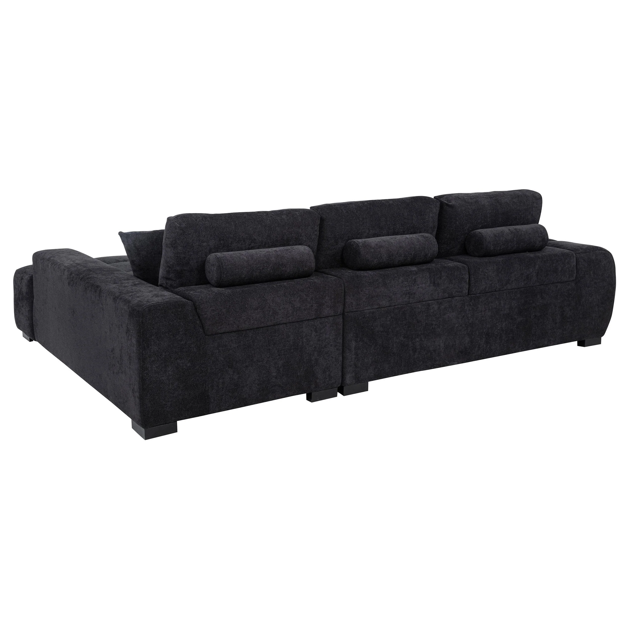 Octavia Fabric Upholstered Track Arm Sectional Sofa Black - Image 3