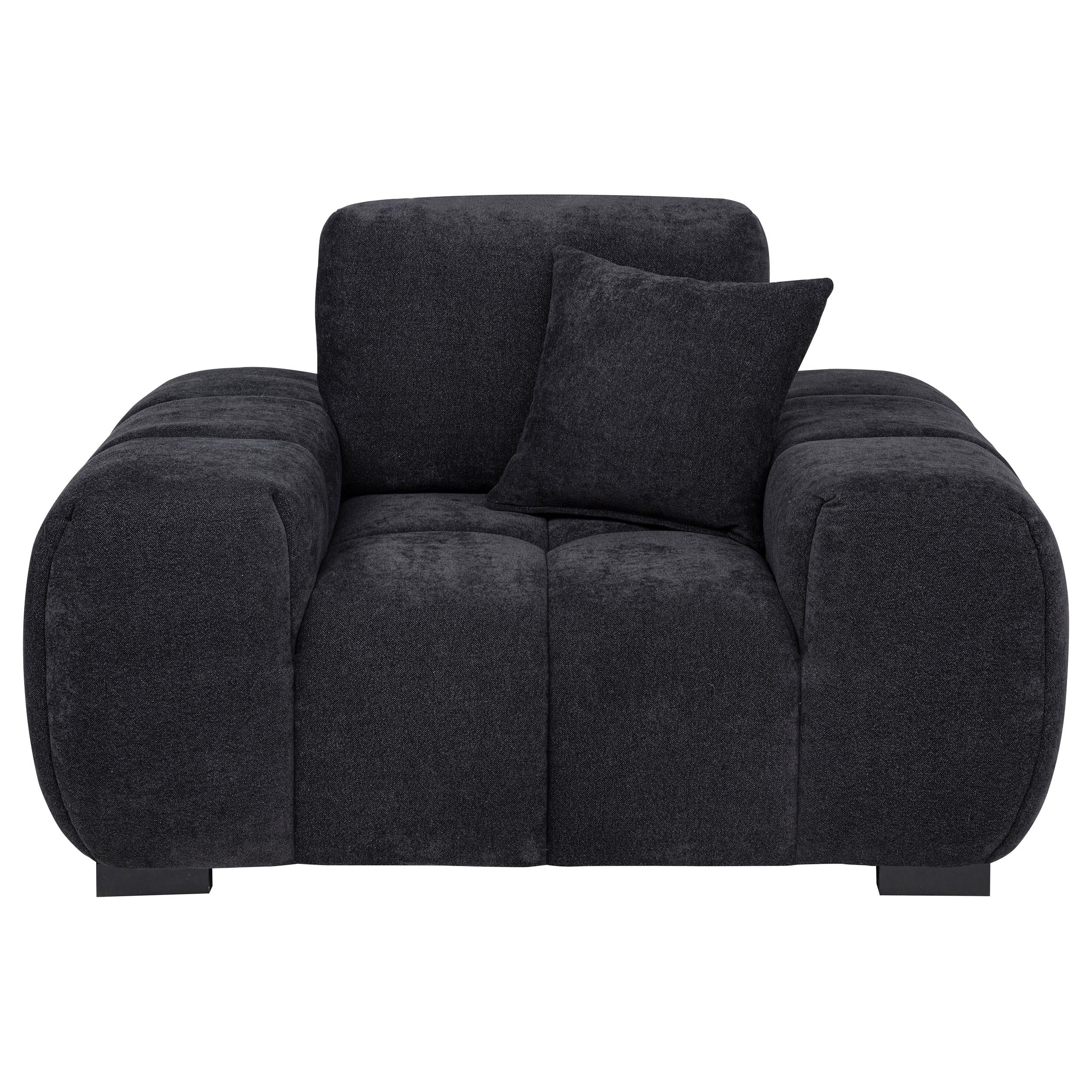 Octavia Fabric Upholstered Track Arm Accent Chair Black - Image 2