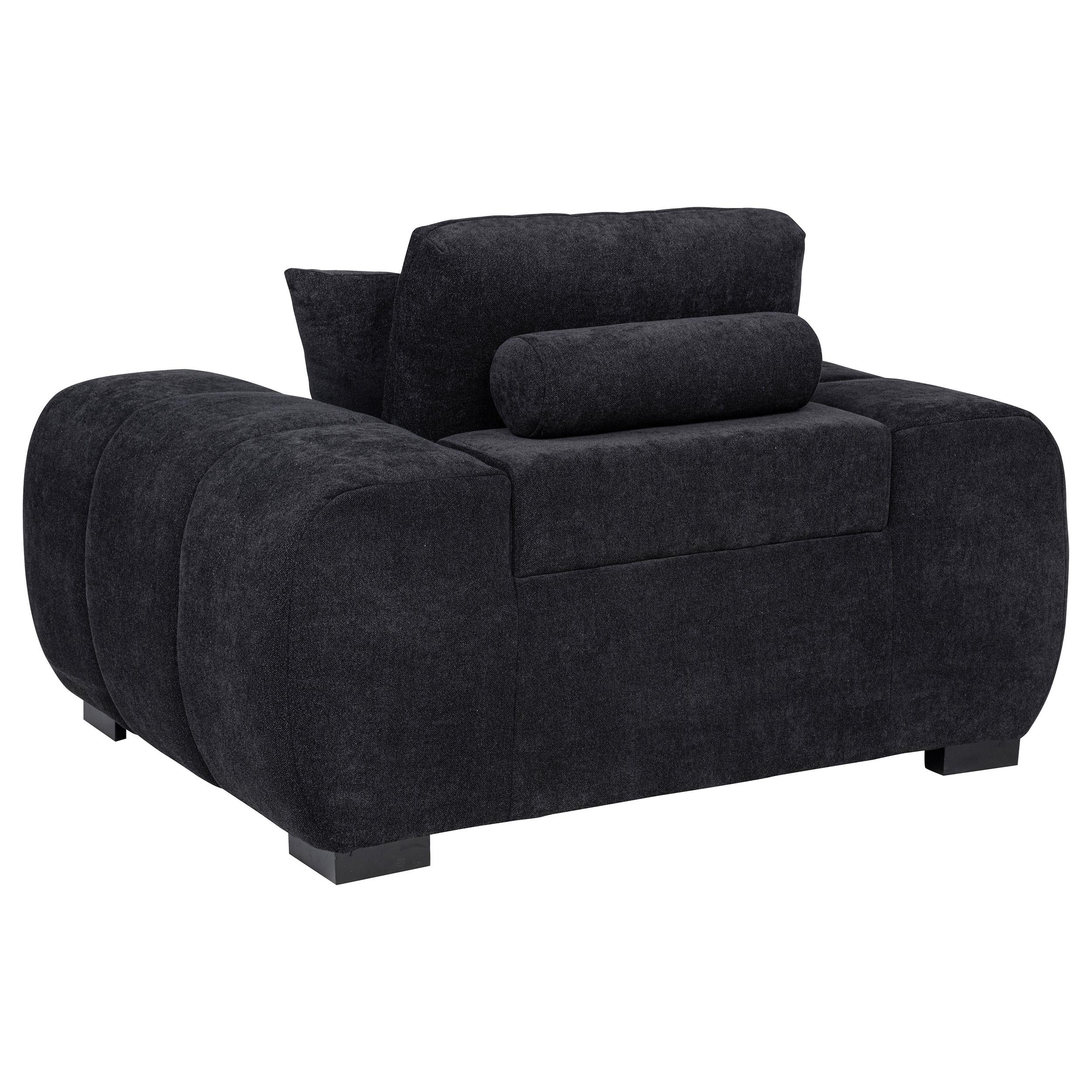 Octavia Fabric Upholstered Track Arm Accent Chair Black - Image 3