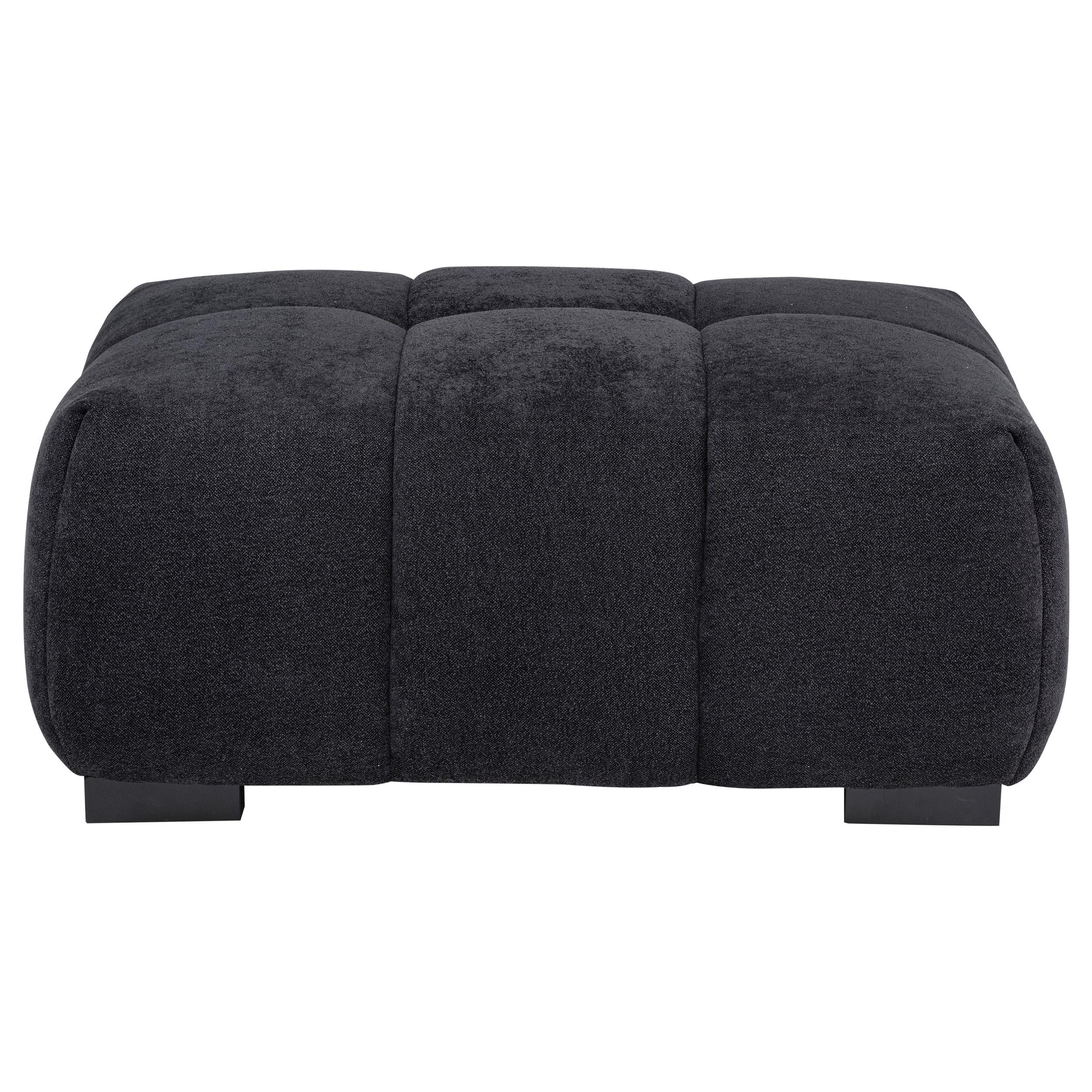 Octavia Fabric Rectangular Upholstered Ottoman Black - Image 2