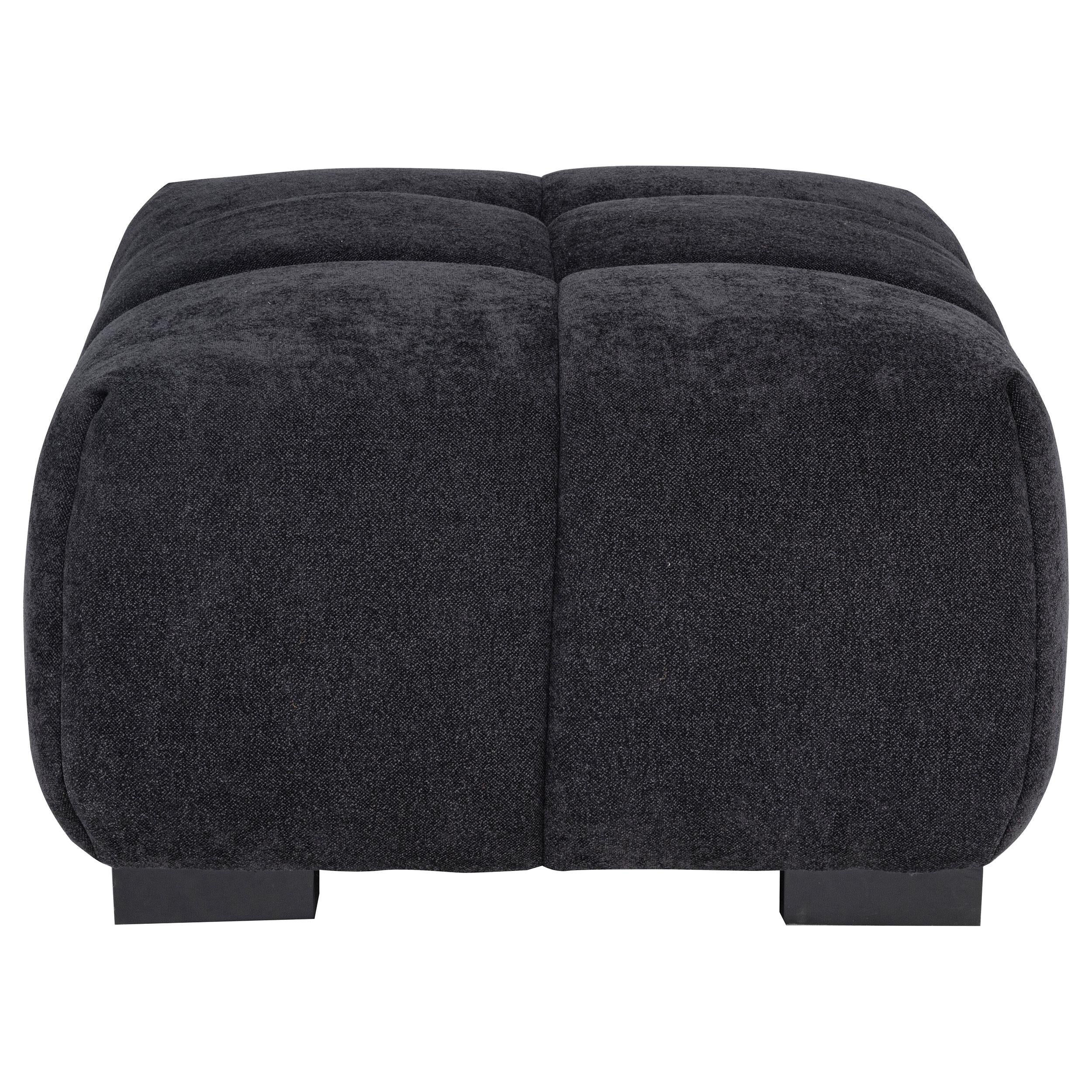 Octavia Fabric Rectangular Upholstered Ottoman Black - Image 3