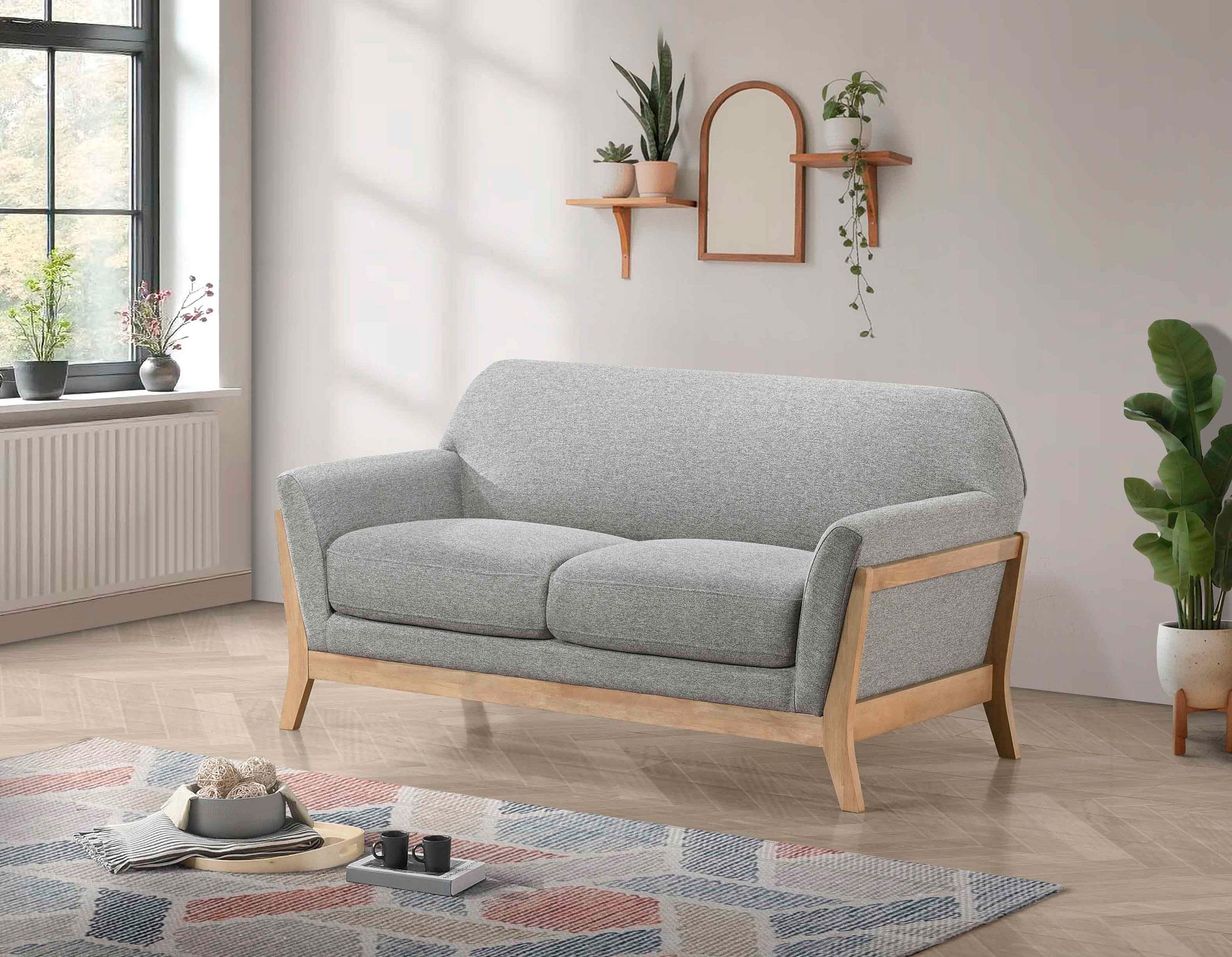 Vaughn Fabric Upholstered Flared Arm Loveseat Grey - Image 2