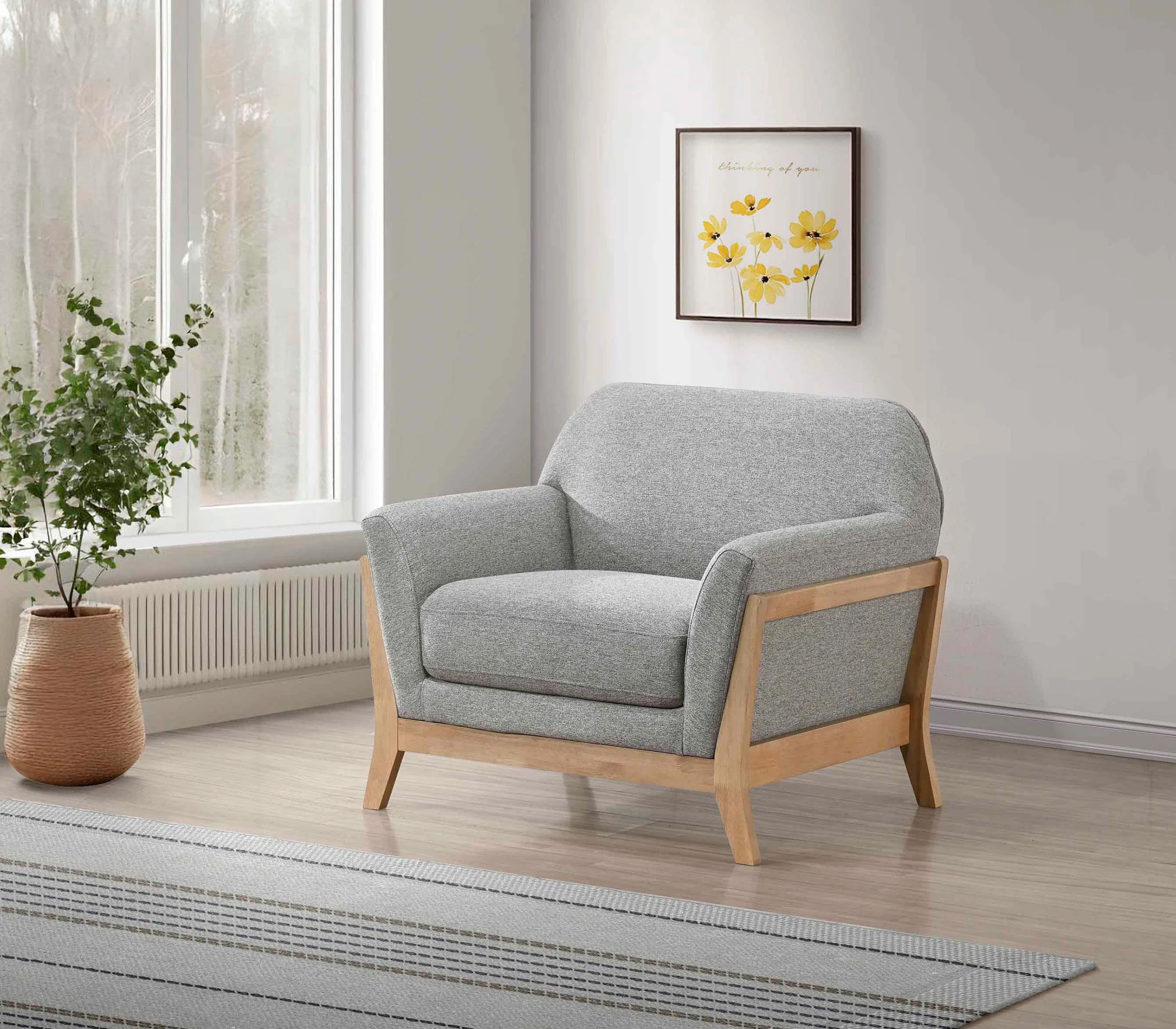 Vaughn Fabric Upholstered Flared Arm Accent Chair Grey - Image 2