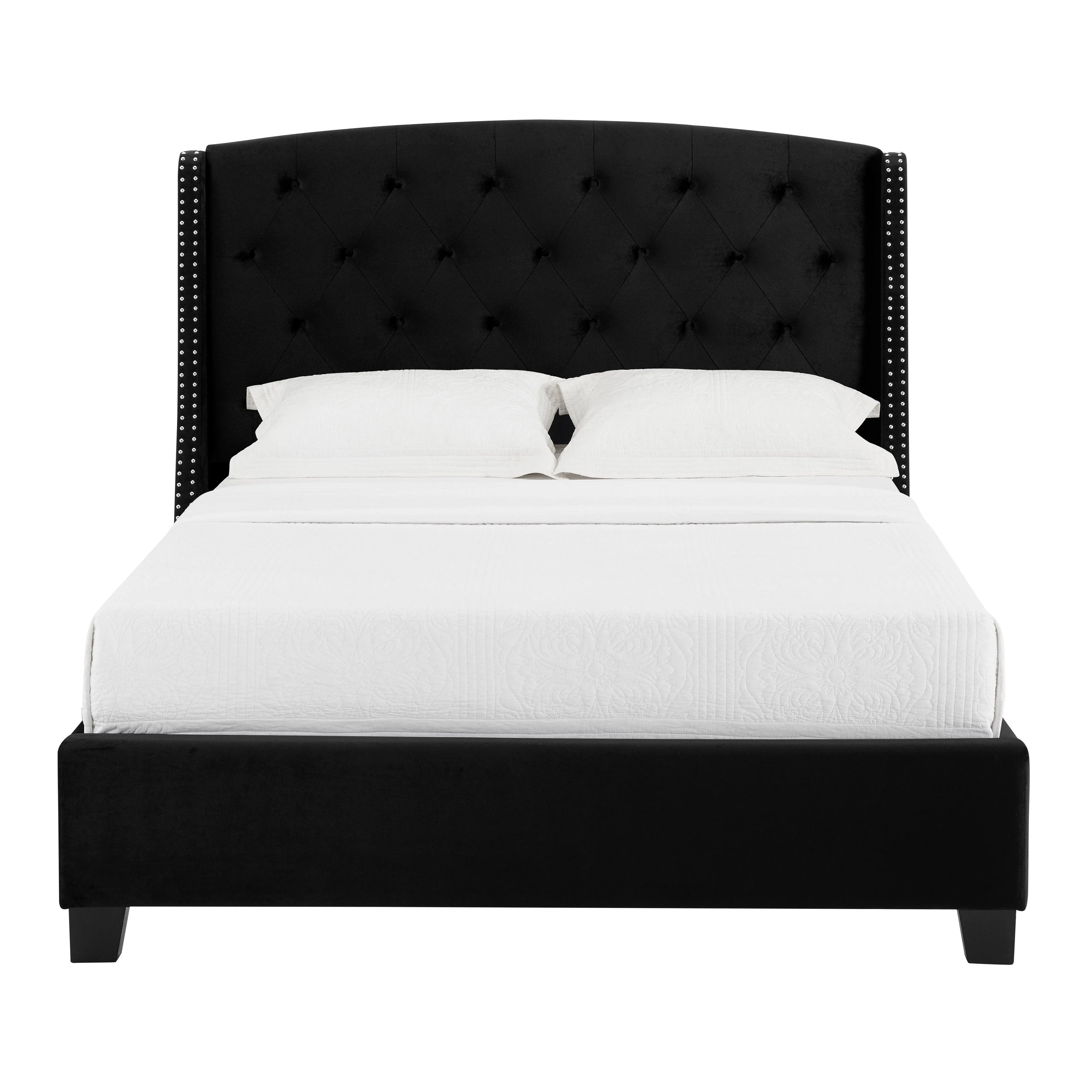 Eva Black Velvet Upholstered Tufted King Bed - Image 3