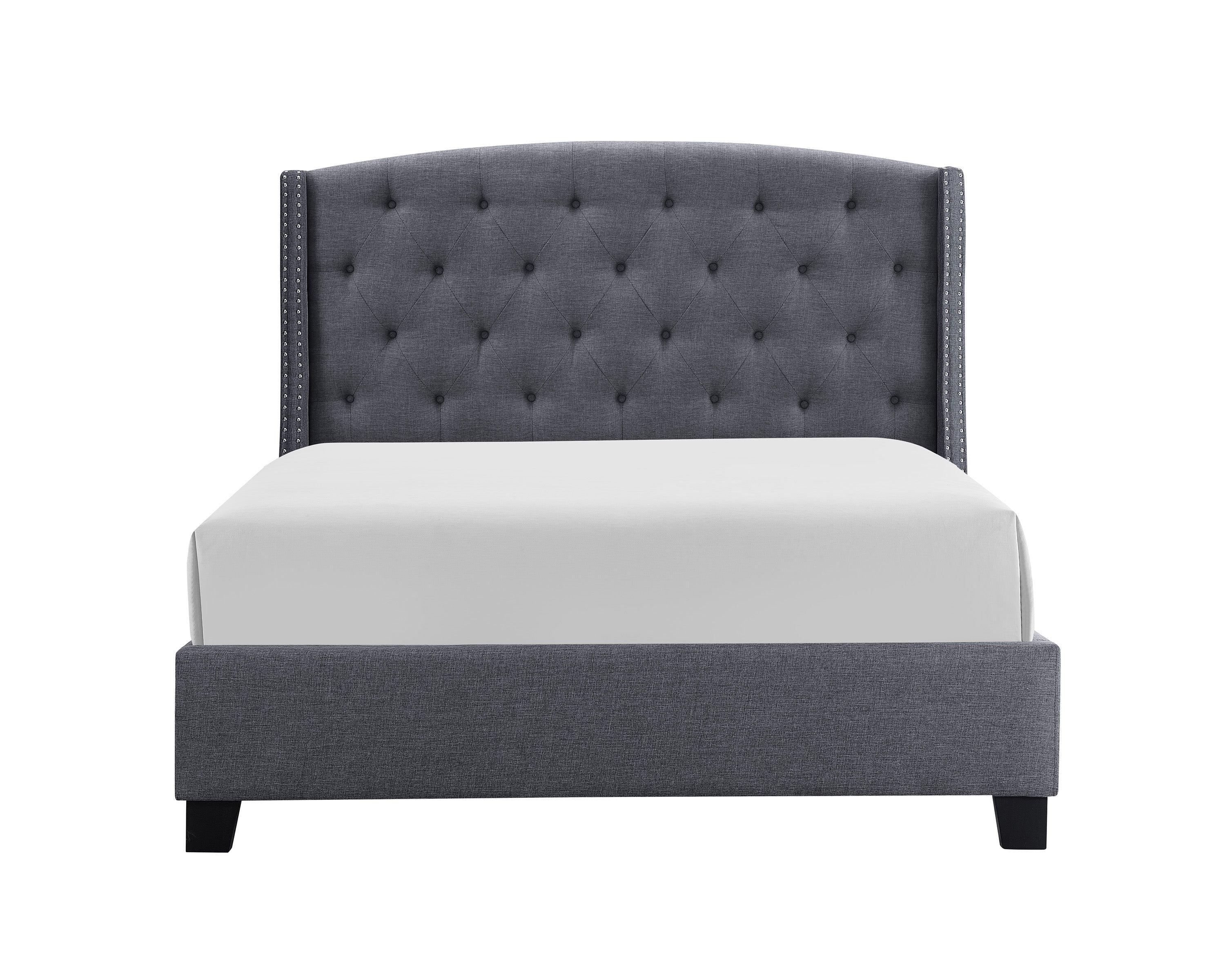 Eva Gray Velvet Upholstered Tufted King Bed - Image 3