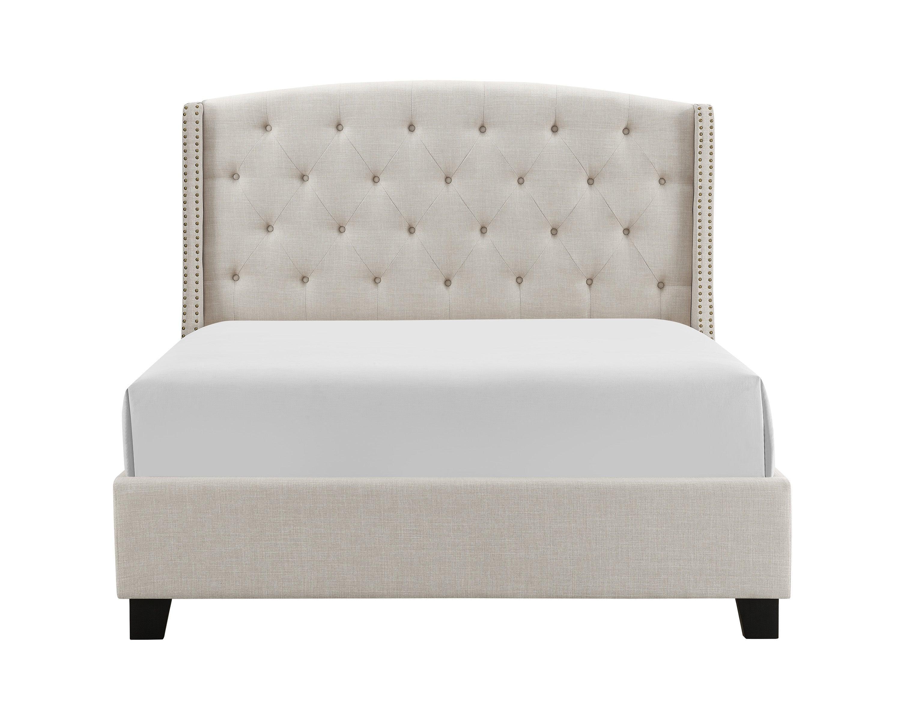 Eva Ivory Velvet Upholstered Tufted King Bed - Image 3