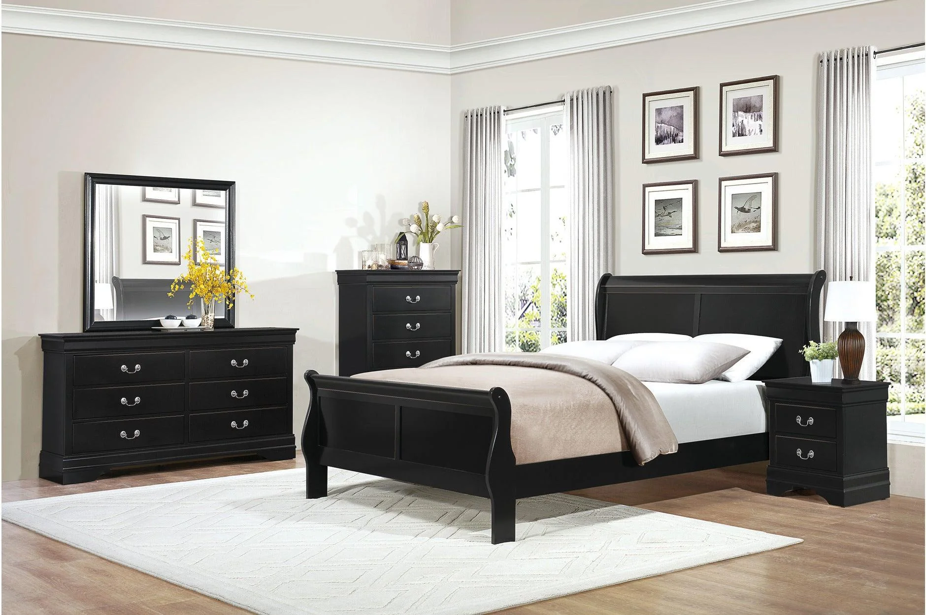 Mayville Black Sleigh Bedroom Set - Image 1