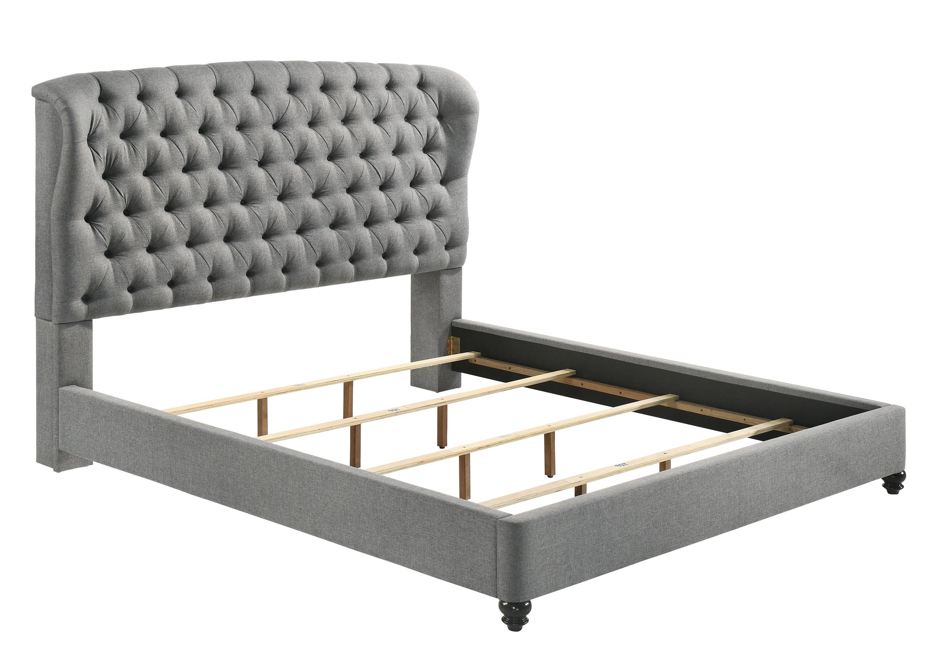 Linda Gray Upholstered Tufted Fabric Panel King Bed - Image 3