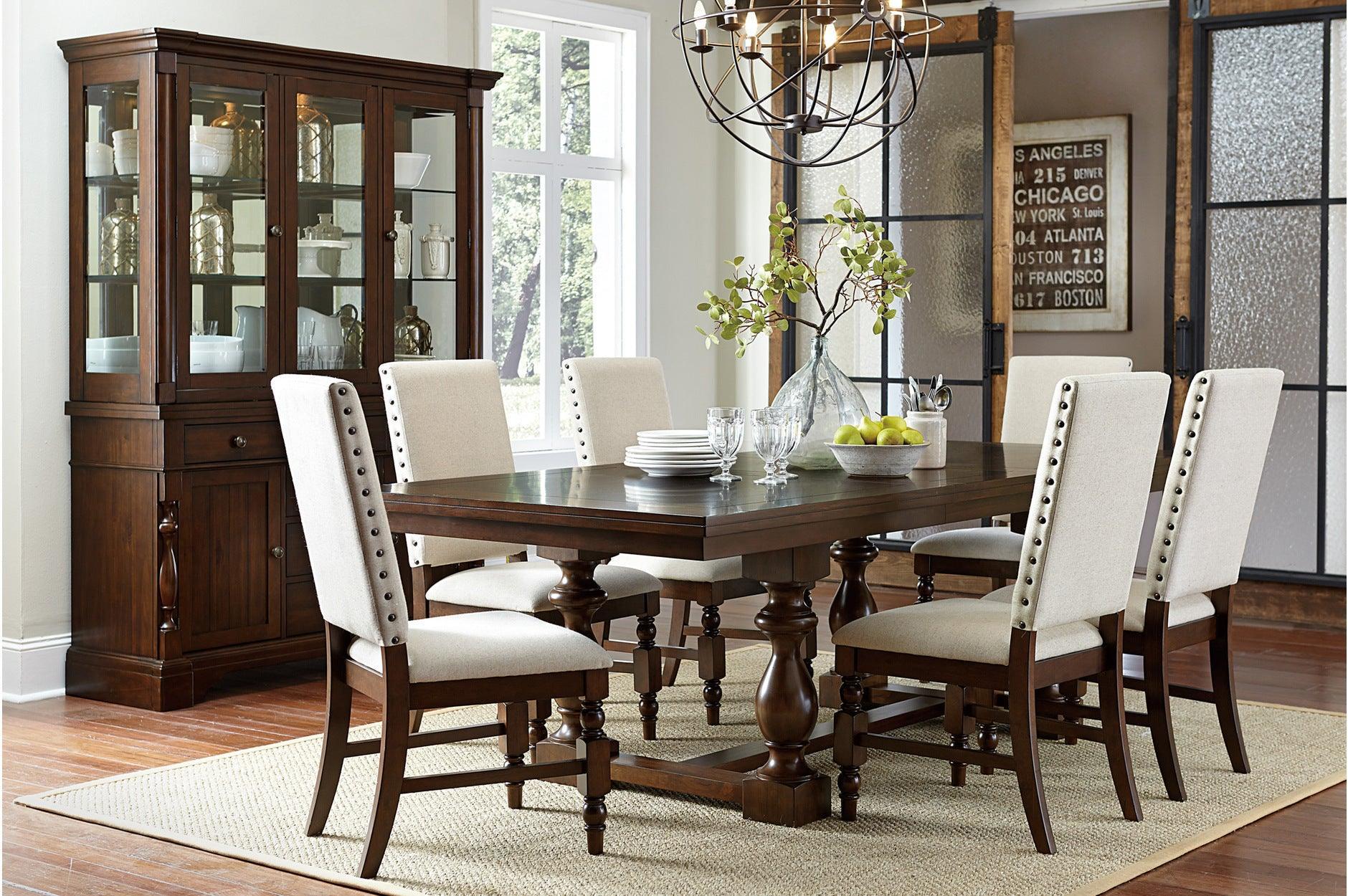 Yates Neutral Fabric Rectangular Dining Room Set - Image 1