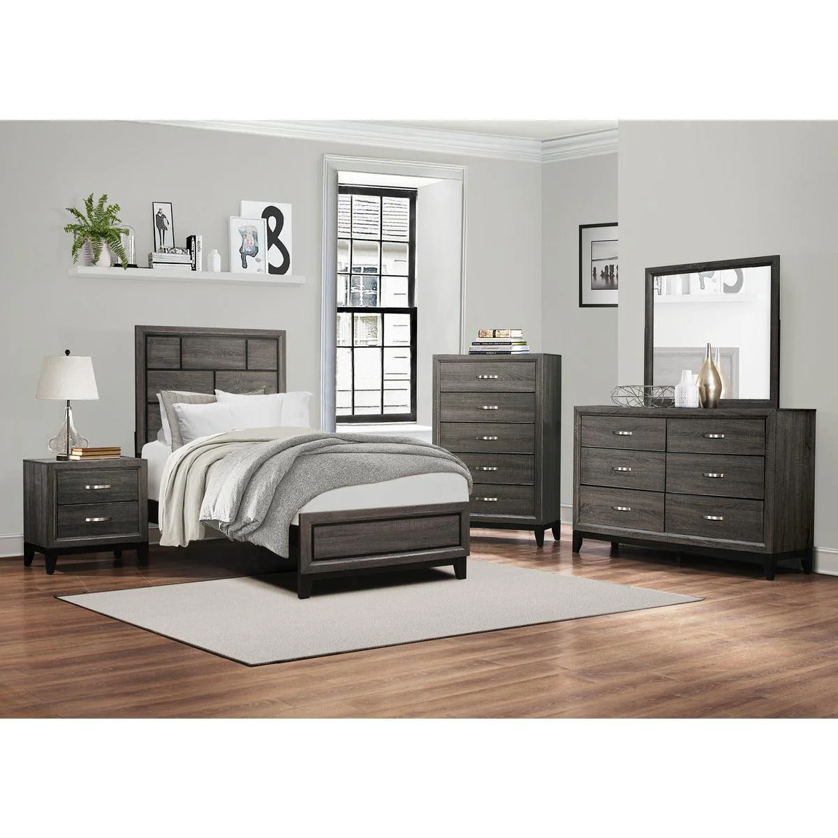 Davi Gray Panel Twin Bed - Image 3