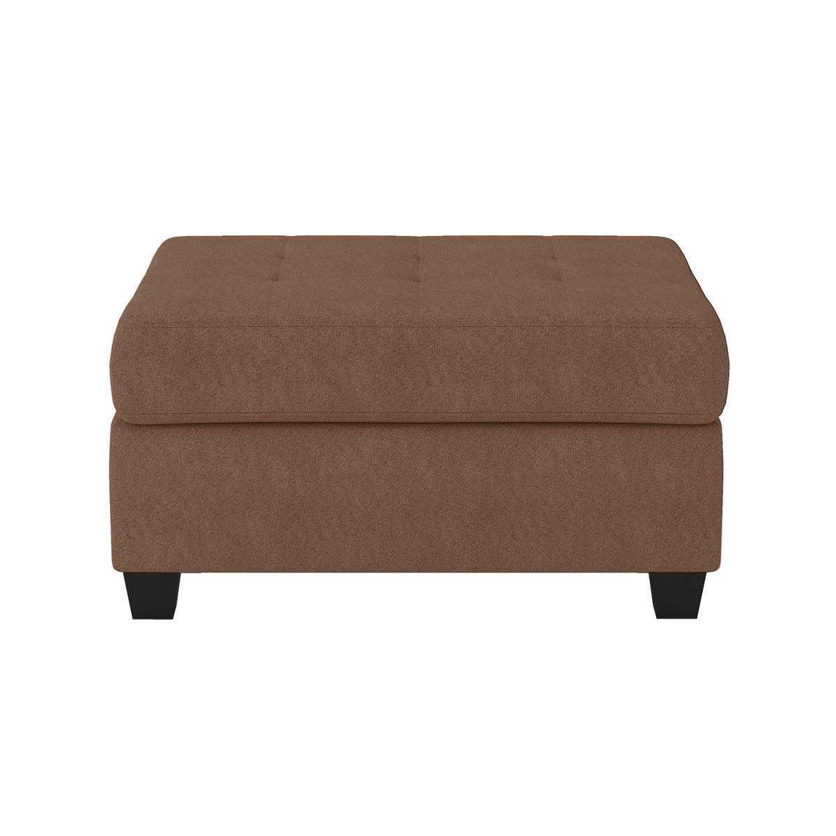 Chocolate Fabric Tufted Ottoman - Image 1