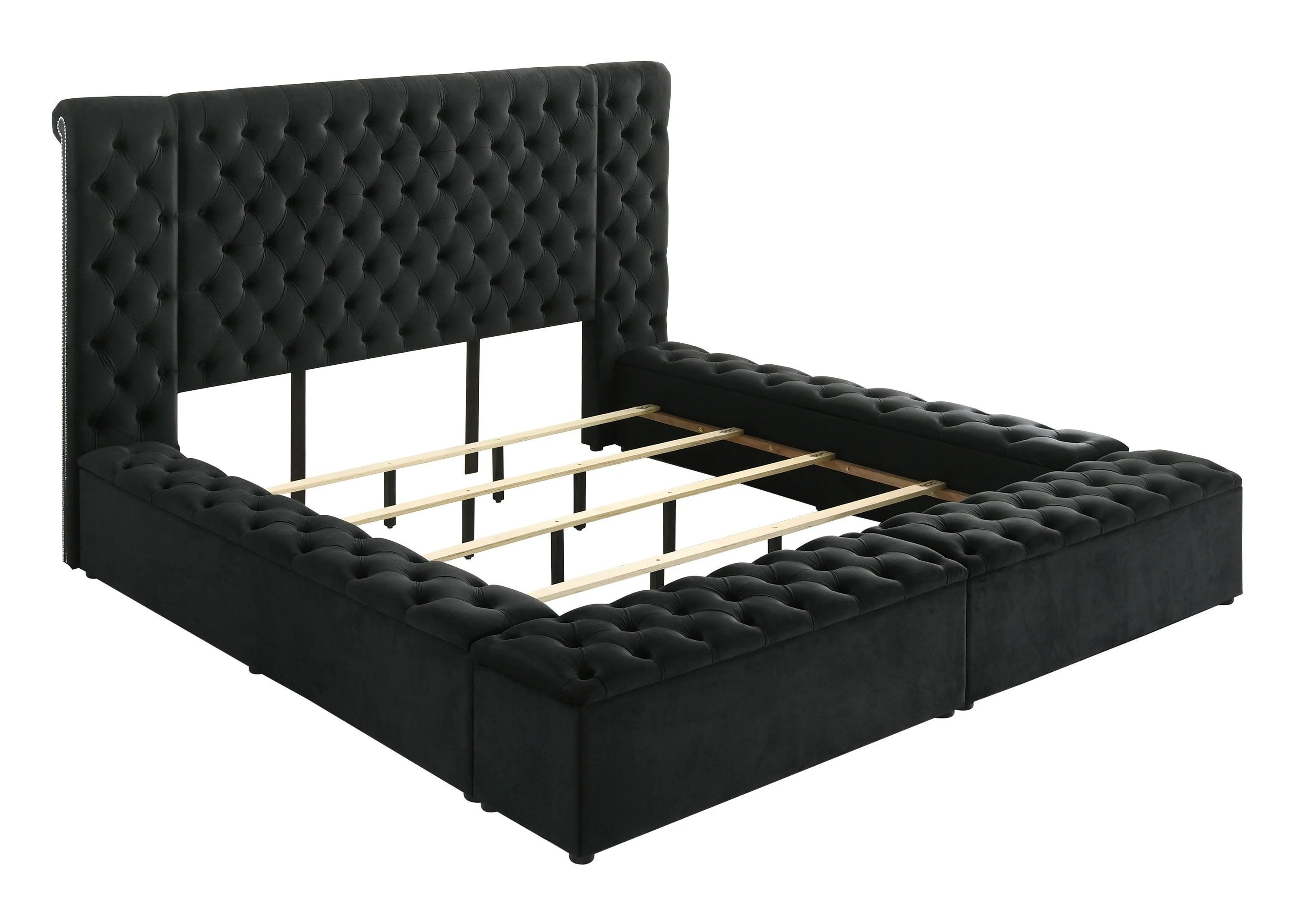 Liliana Black Upholstered Tufted Panel King Bed - Image 3