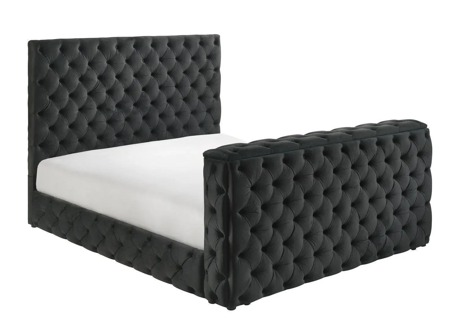 Josephine Black Upholstered Tufted w TV Lift Panel King Bed - Image 1