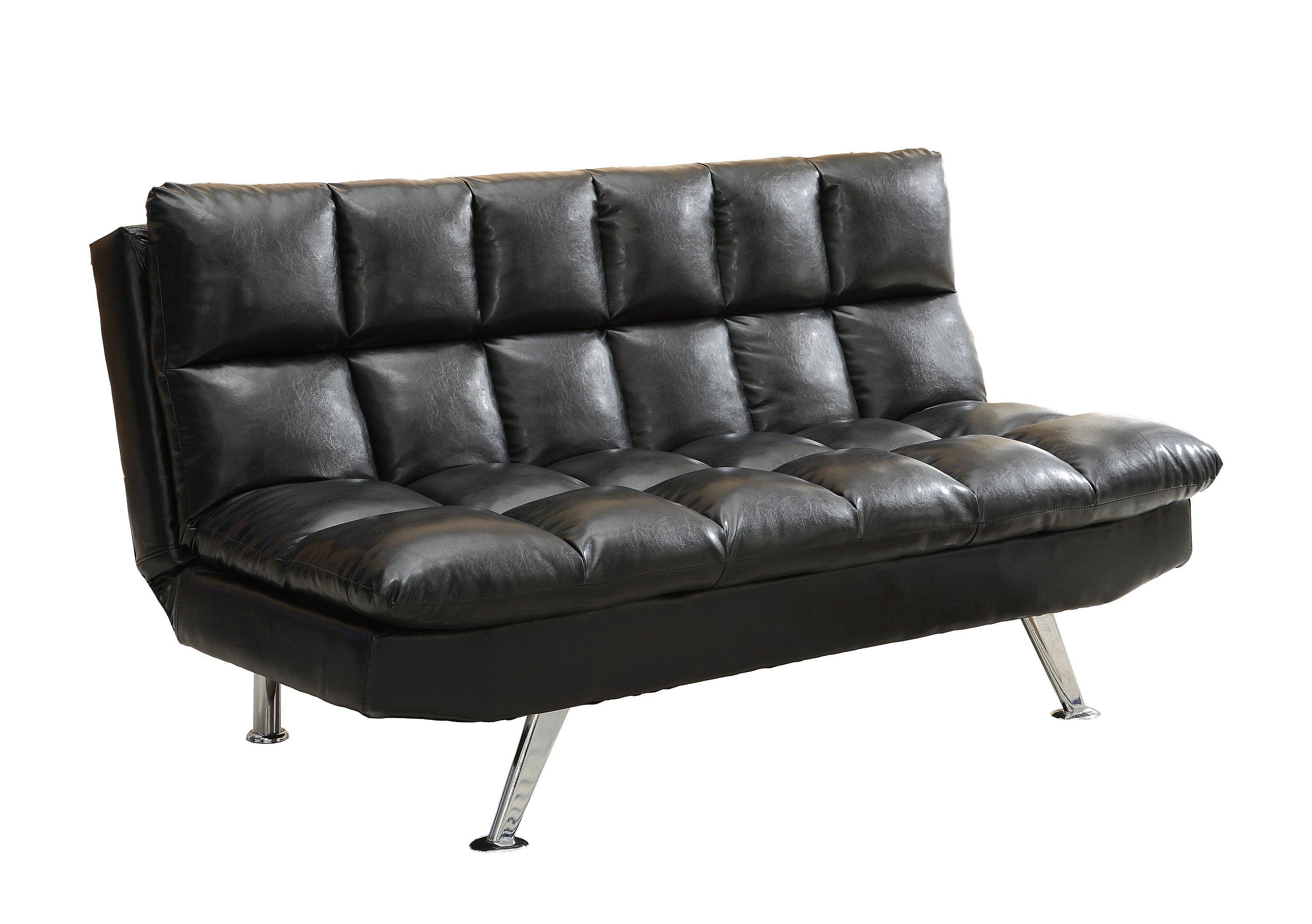Sundown Black Futon Faux Leather Upholstered Adjustable Sofa - Image 2