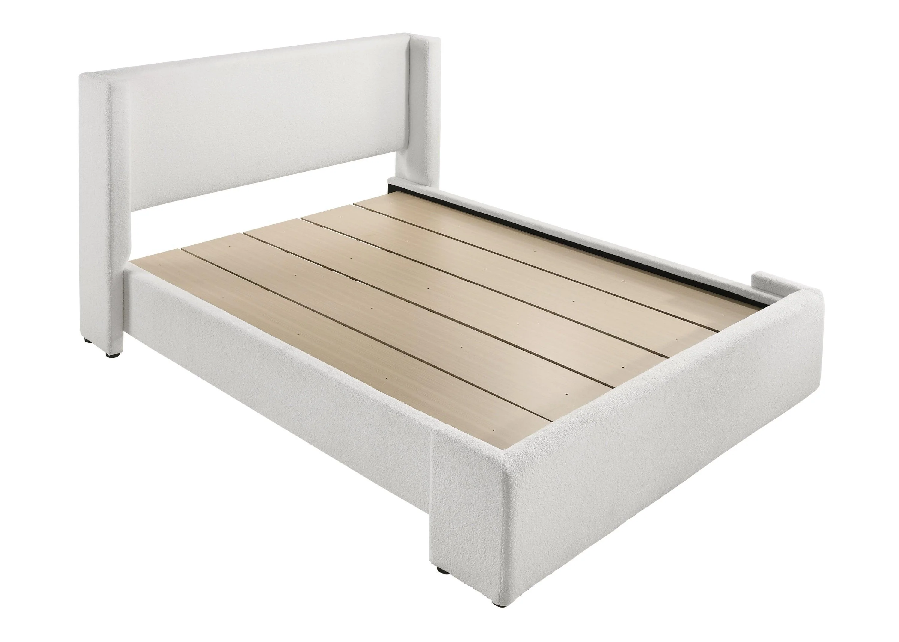 Portia White Upholstered Platform Queen Bed - Image 3
