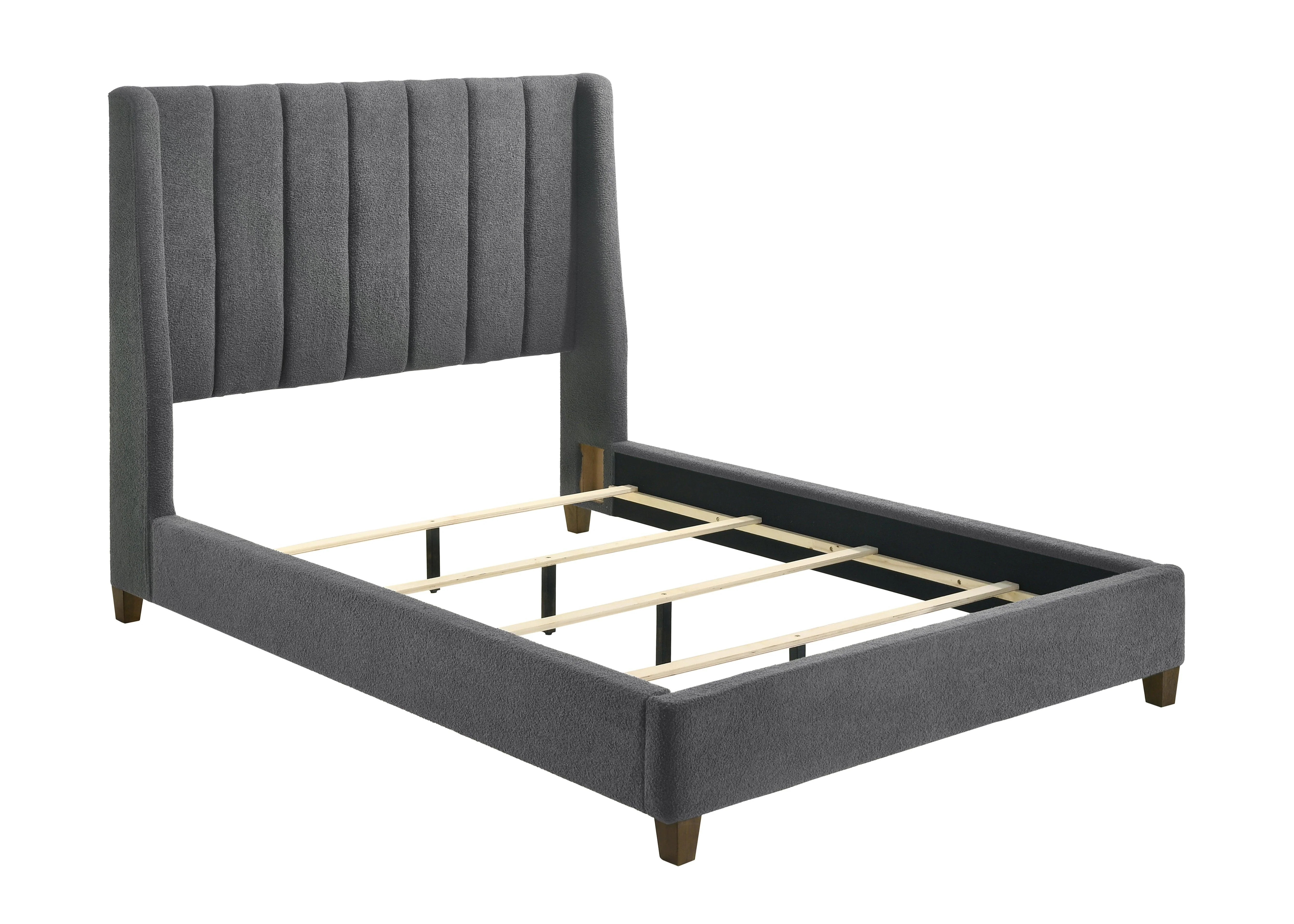 Agnes Charcoal Velvet Upholstered Panel Queen Bed - Image 3
