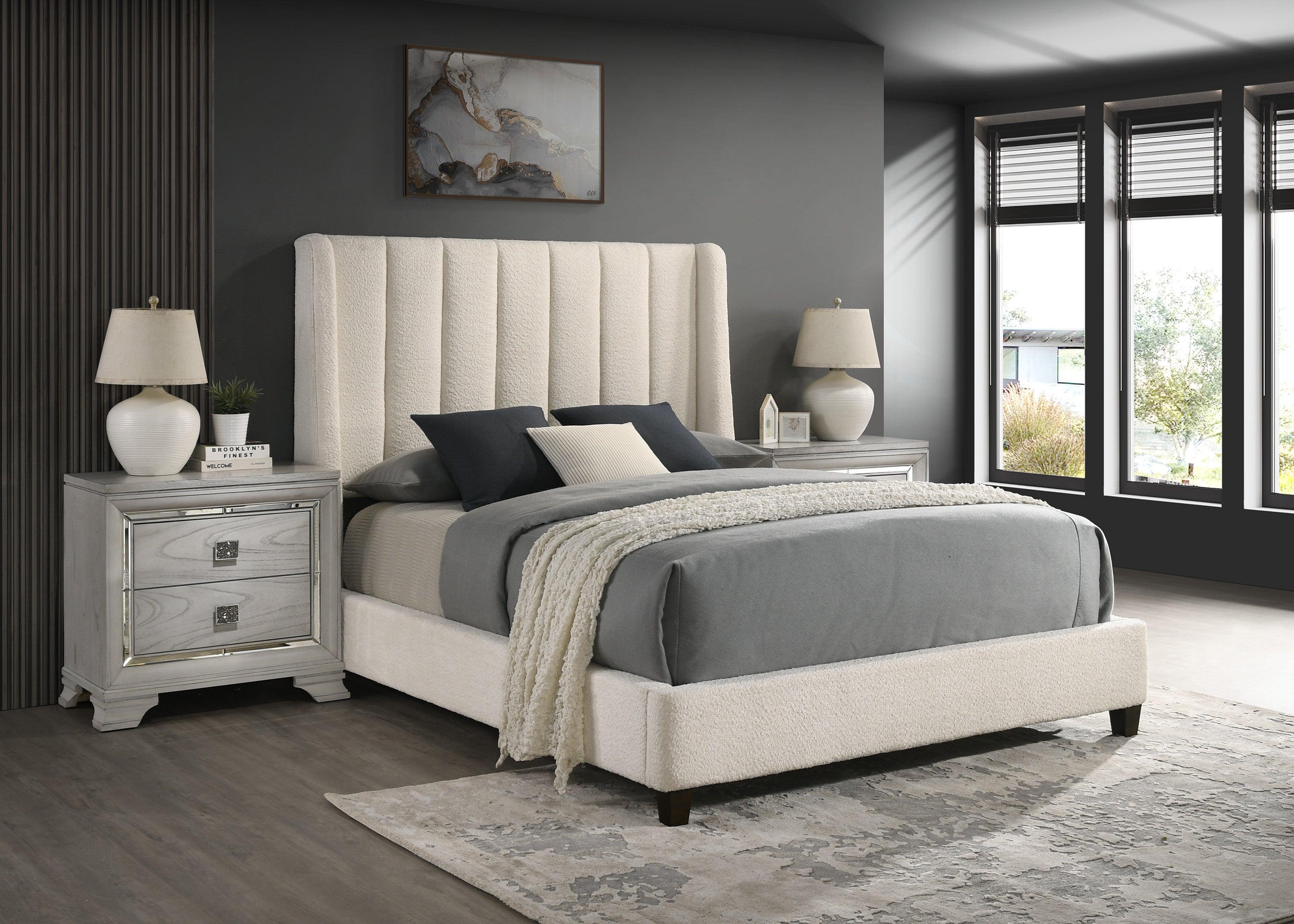 Agnes Charcoal Velvet Fabric Upholstered Panel Queen Bed - Image 2
