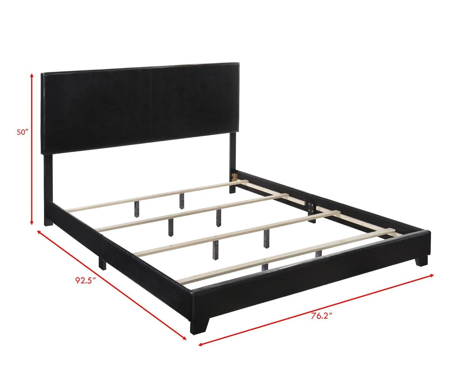 Erin Black PU Faux Leather Queen Upholstered Bed - Image 3