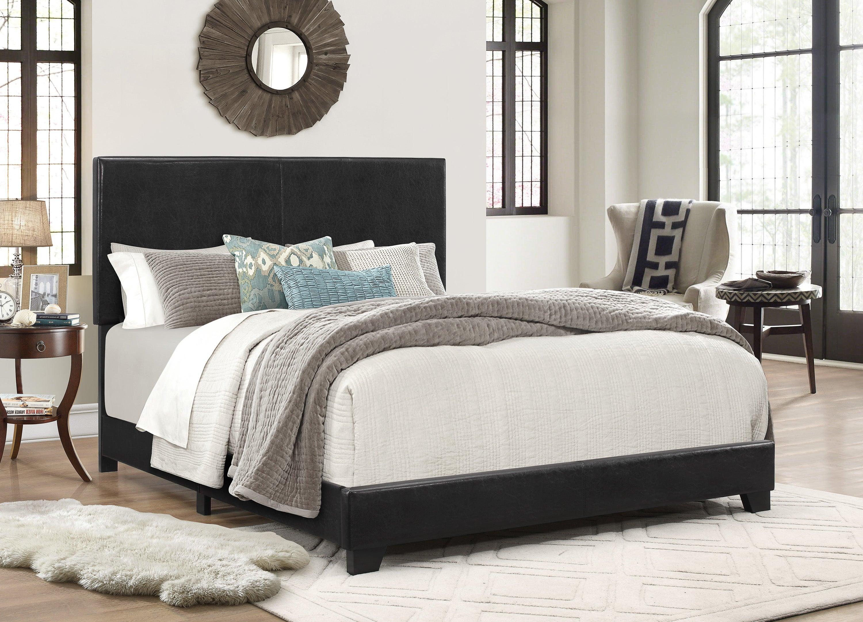 Erin Black PU Faux Leather Queen Upholstered Bed - Image 2