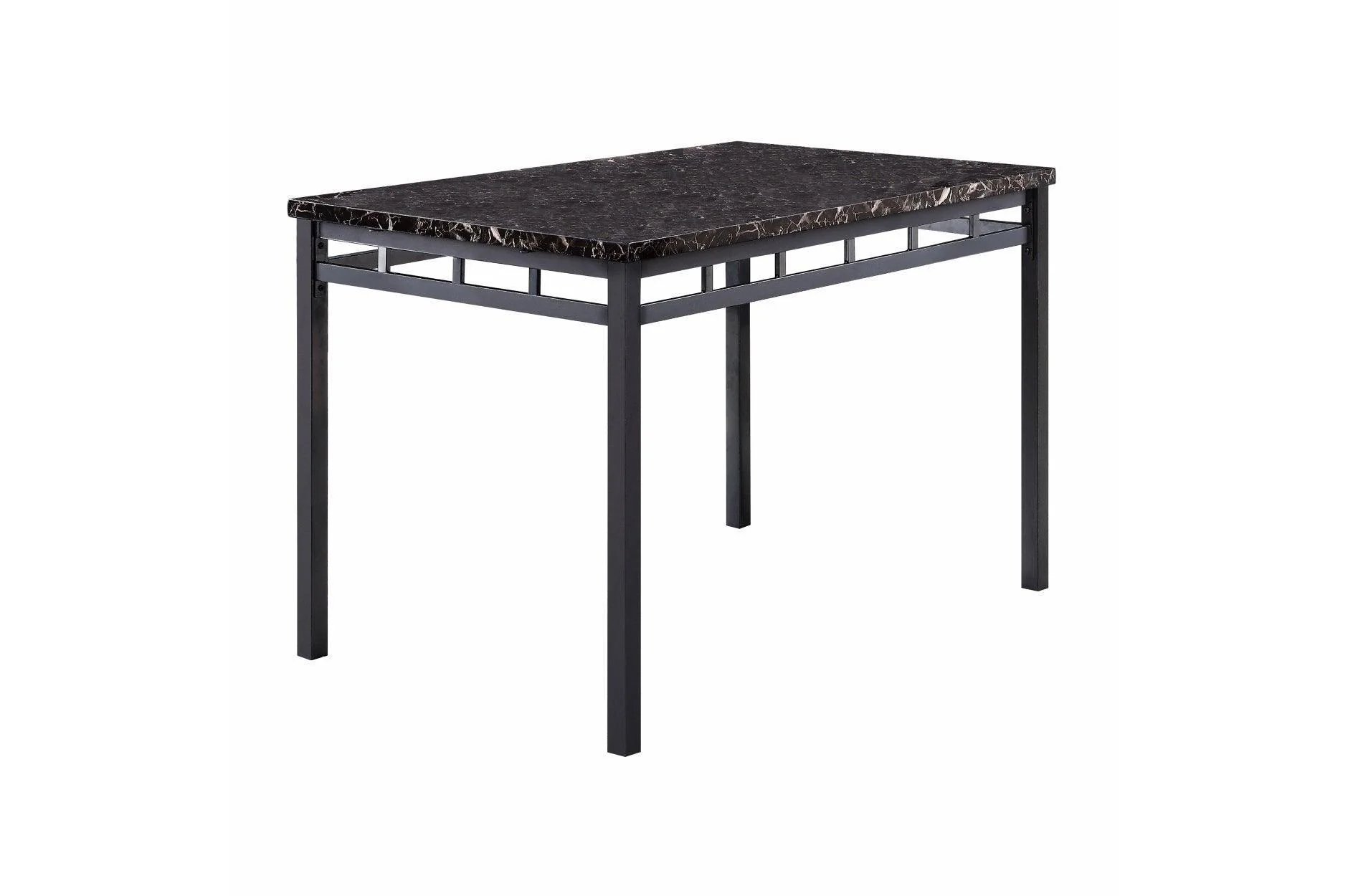 Olney Black Faux Leather Faux Marble Rectangular Dining Room Set - Image 2