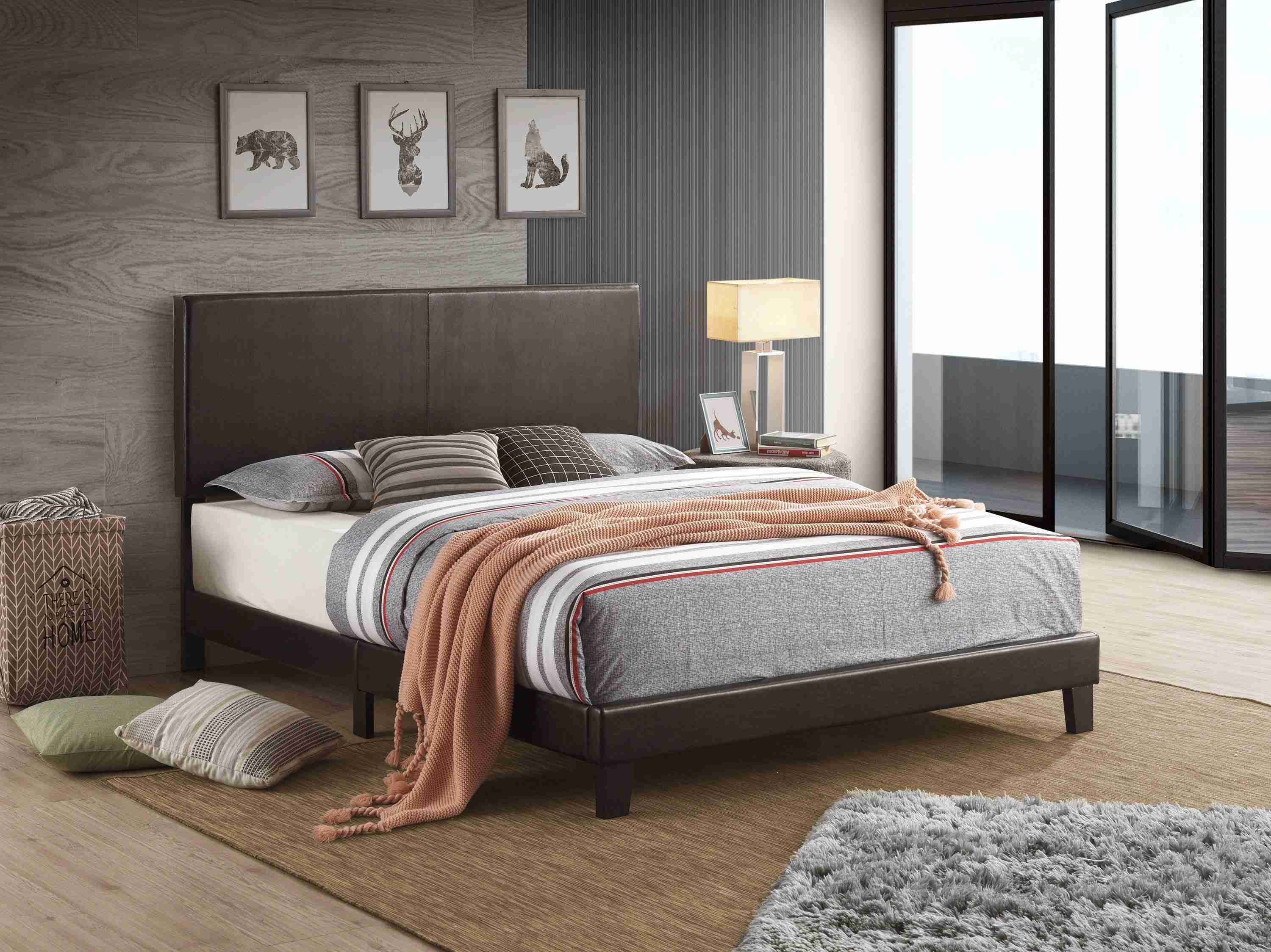 Yates Black PU Faux Leather Upholstered Platform King Bed - Image 2