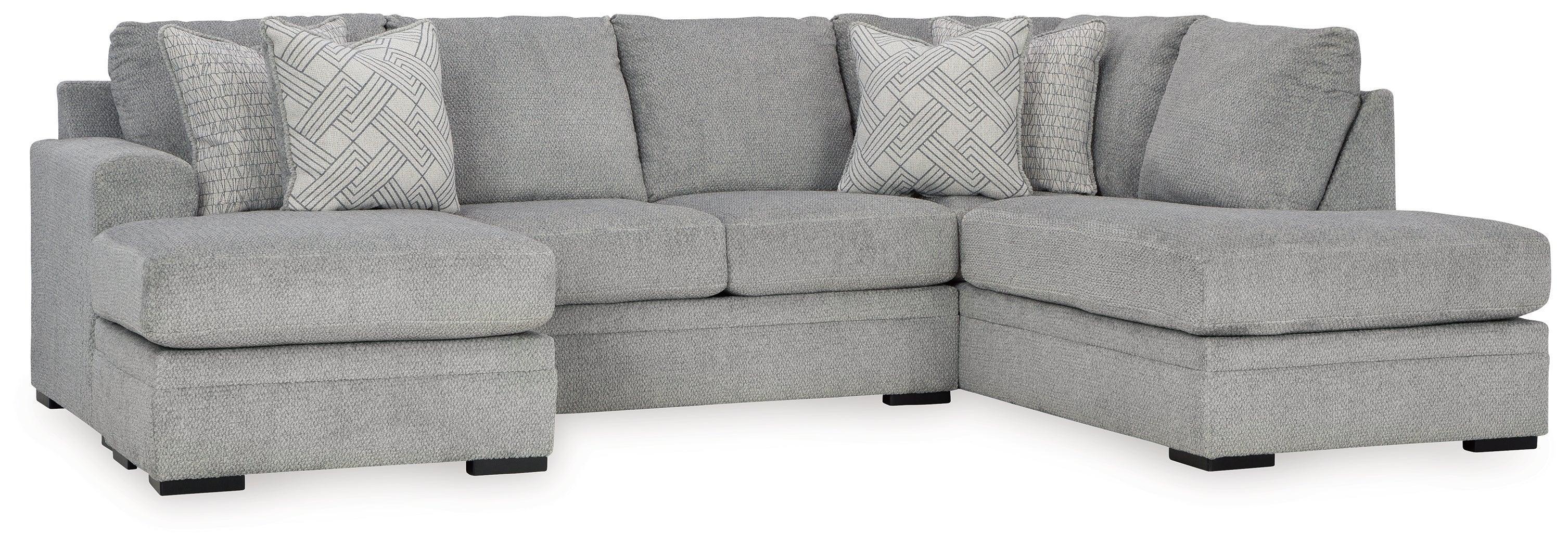 Casselbury Cement Velvet 2-Piece Sectional With Chaise - Image 2