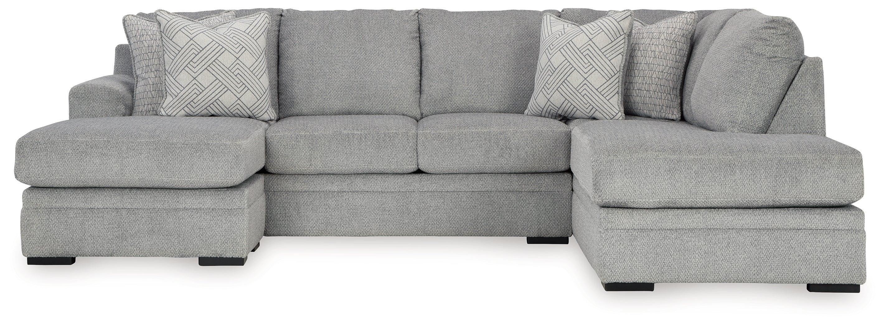 Casselbury Cement Velvet 2-Piece Sectional With Chaise - Image 3
