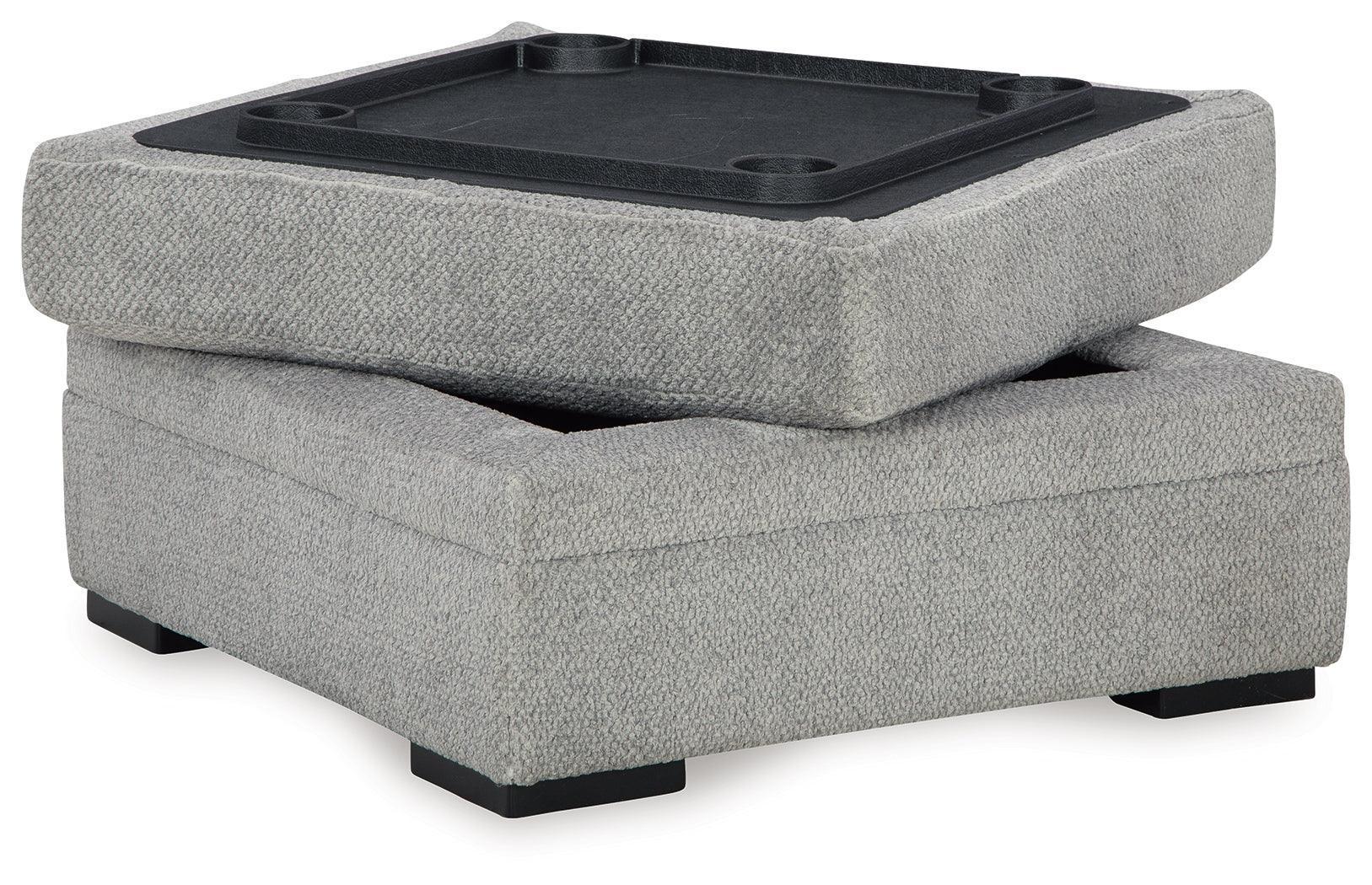Casselbury Cement Velvet Ottoman With Storage - Image 3