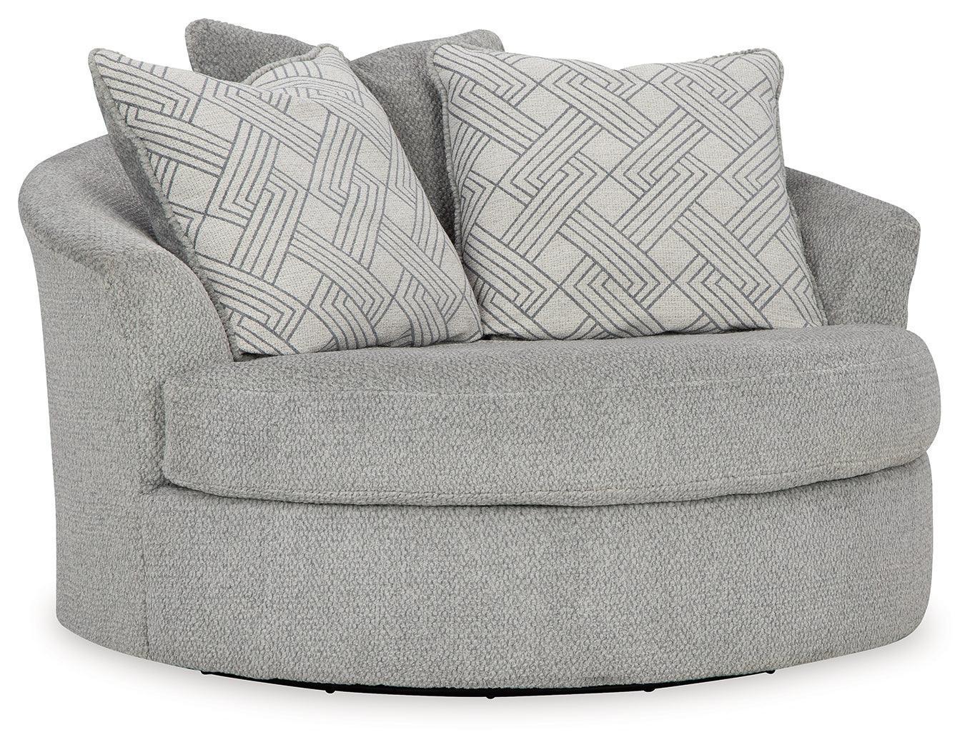 Casselbury Cement Velvet Oversized Swivel Accent Chair - Image 2