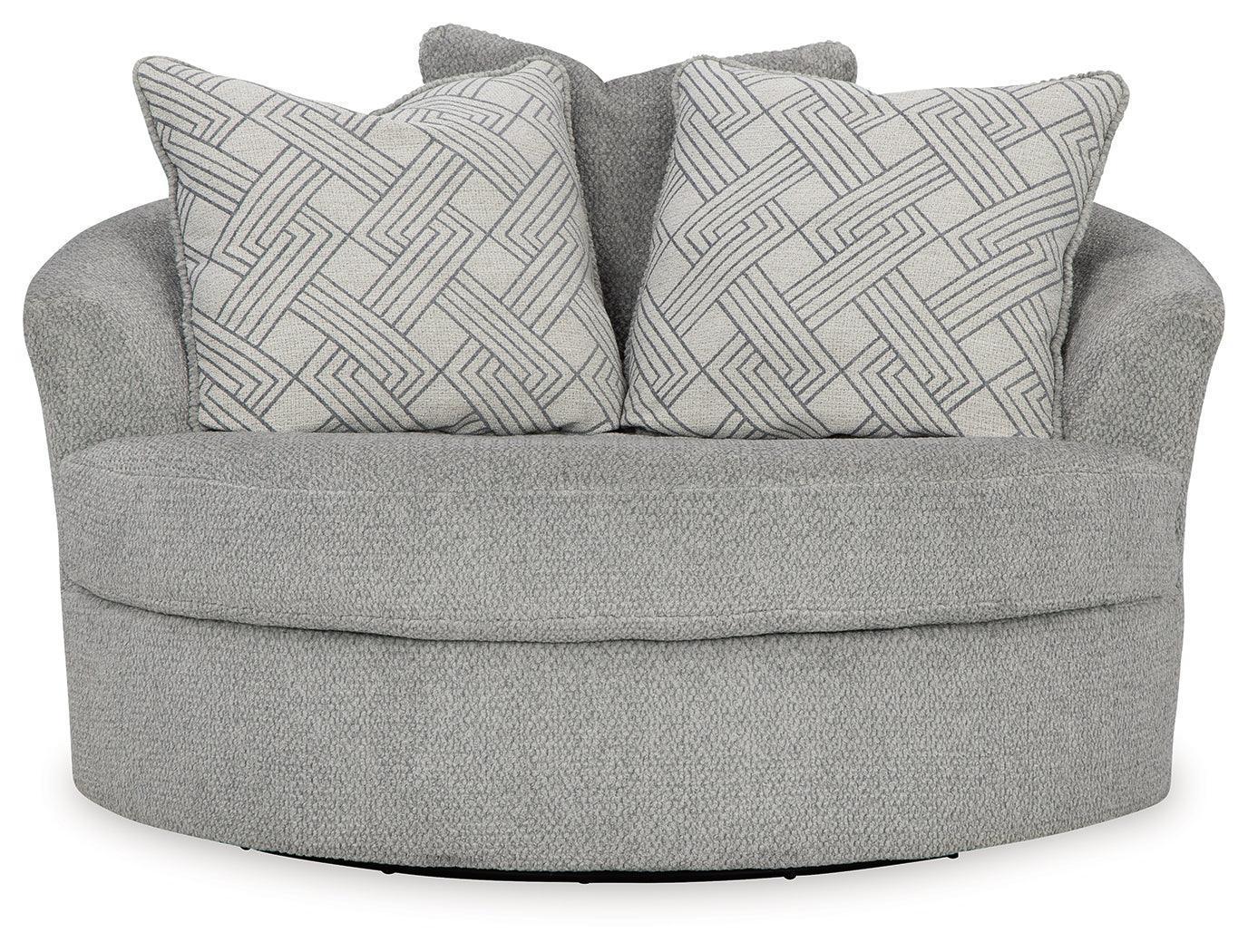 Casselbury Cement Velvet Oversized Swivel Accent Chair - Image 3