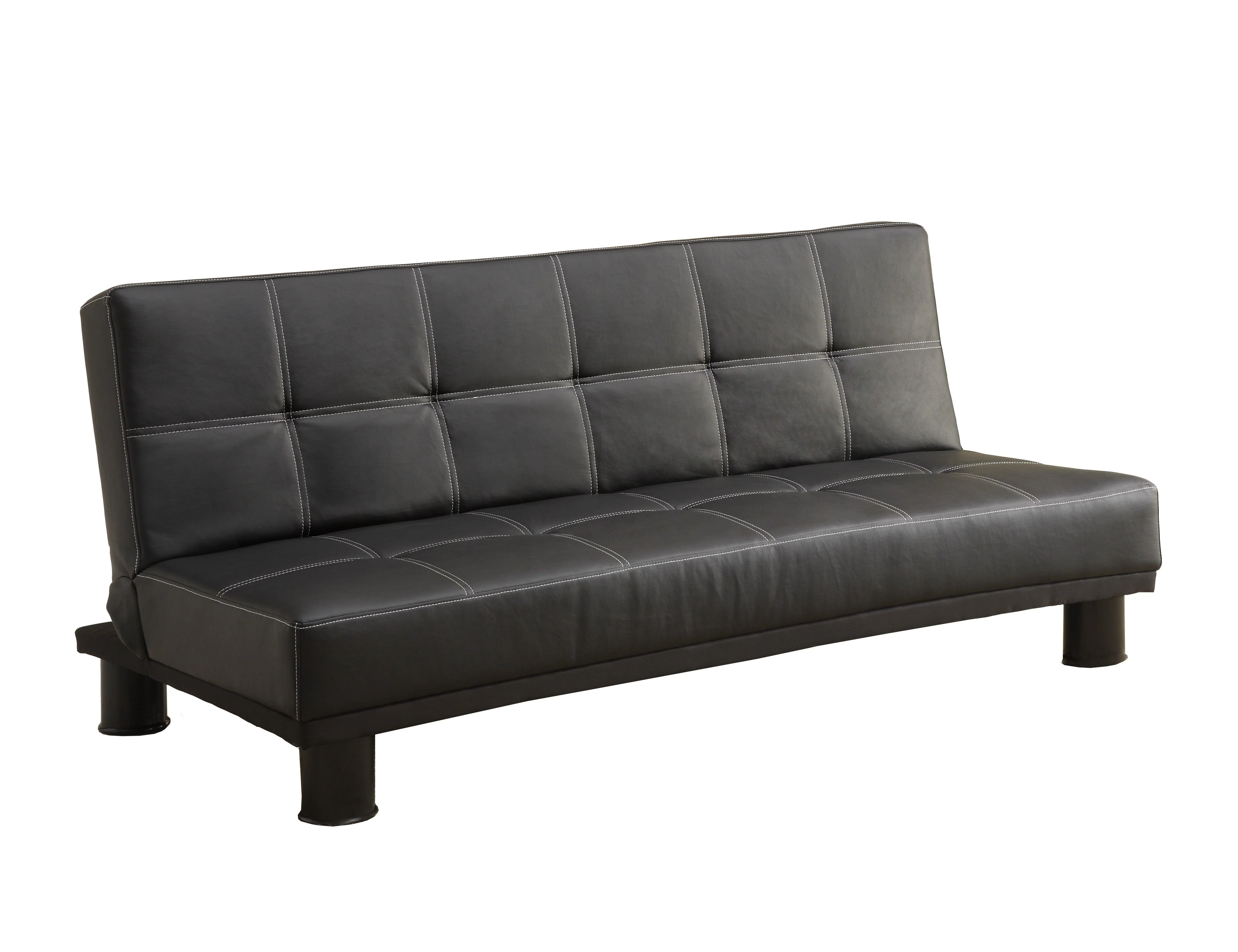 Collin Adjustable Espresso Tufted Faux Leather Sofa - Image 2