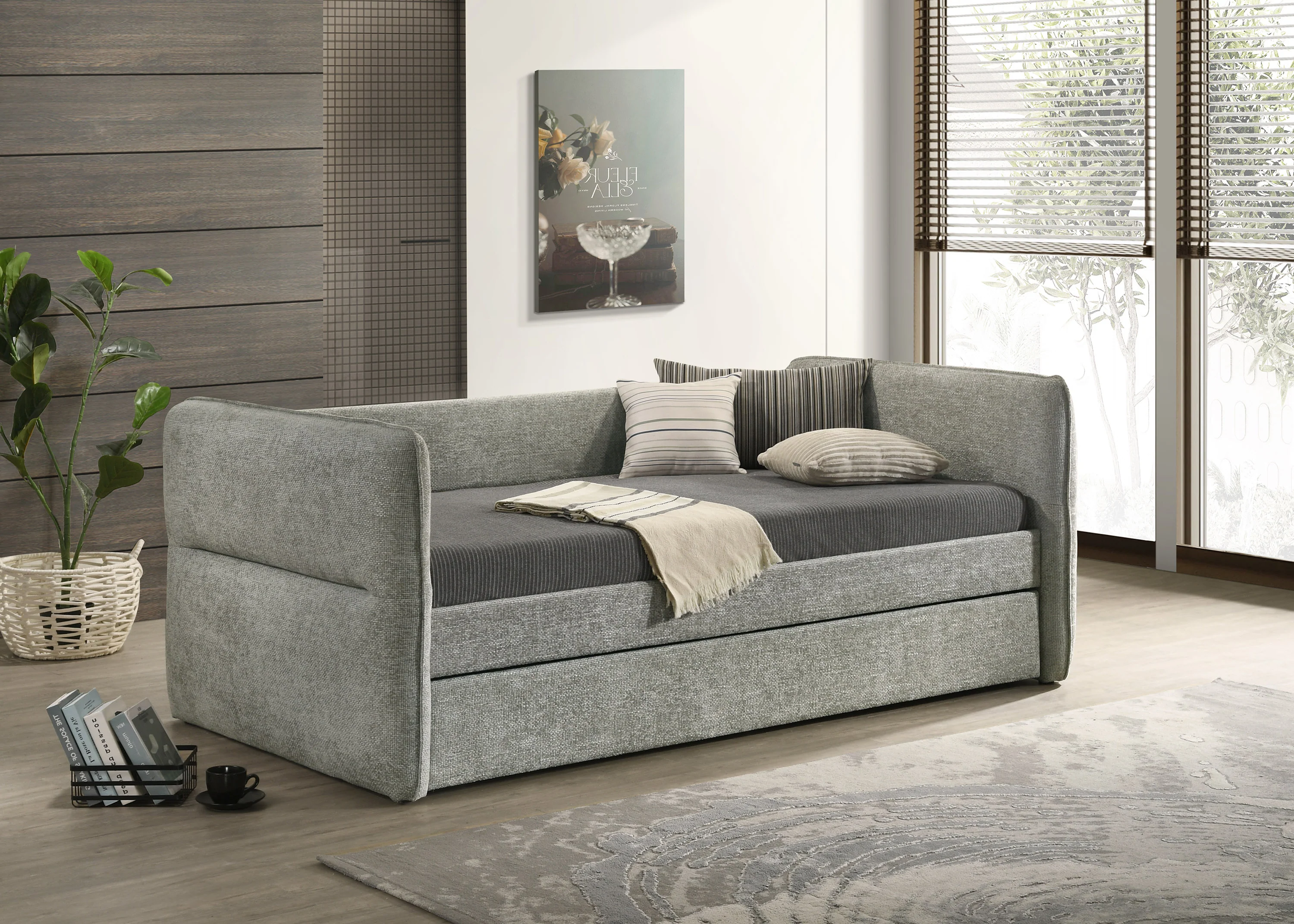 Philipa Light Gray Upholstered Daybed - Image 2