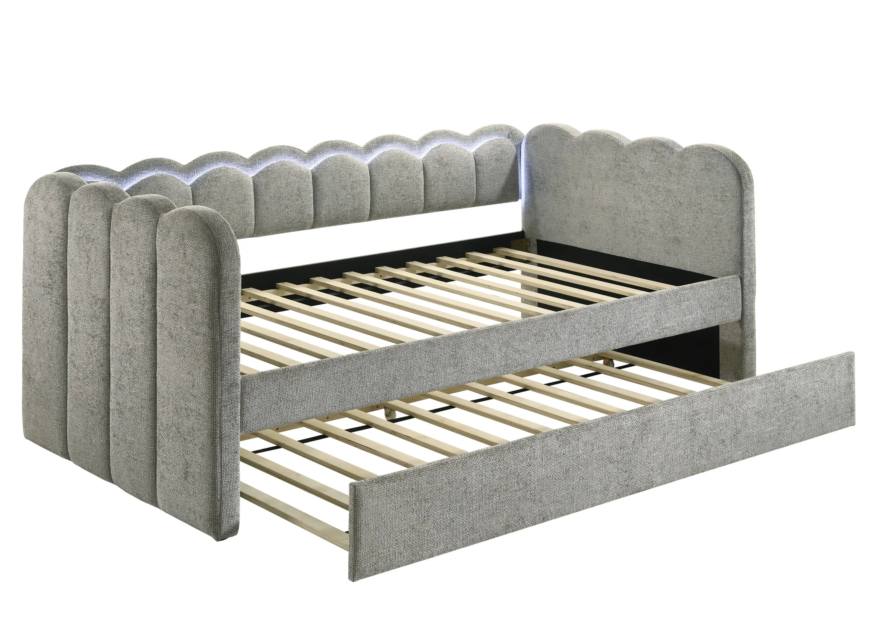 Melody Light Gray LED Upholstered Daybed - Image 3