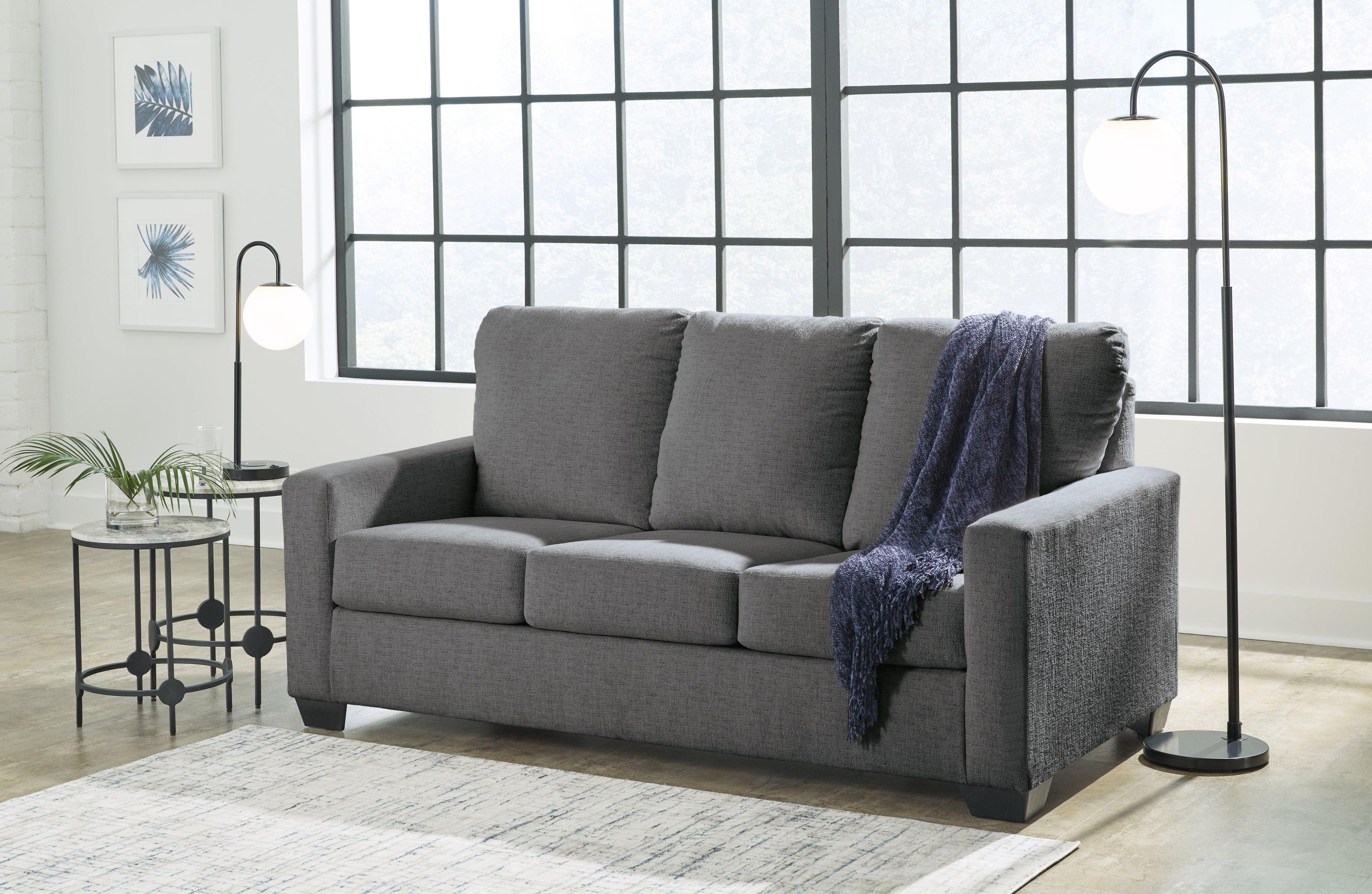 Rannis Pewter Chenille Full Sofa Sleeper - Image 3