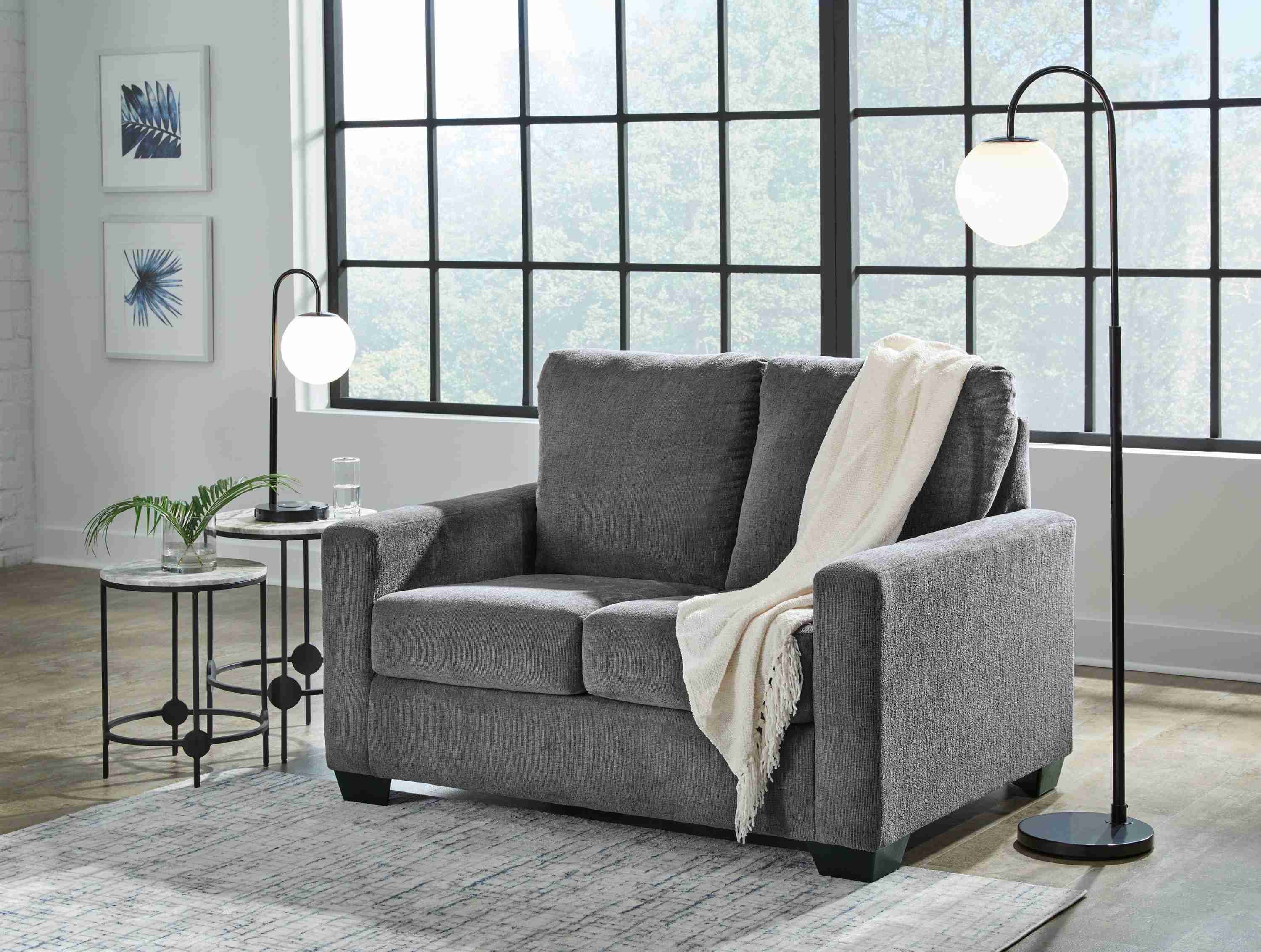 Rannis Pewter Chenille Twin Sofa Sleeper - Image 3