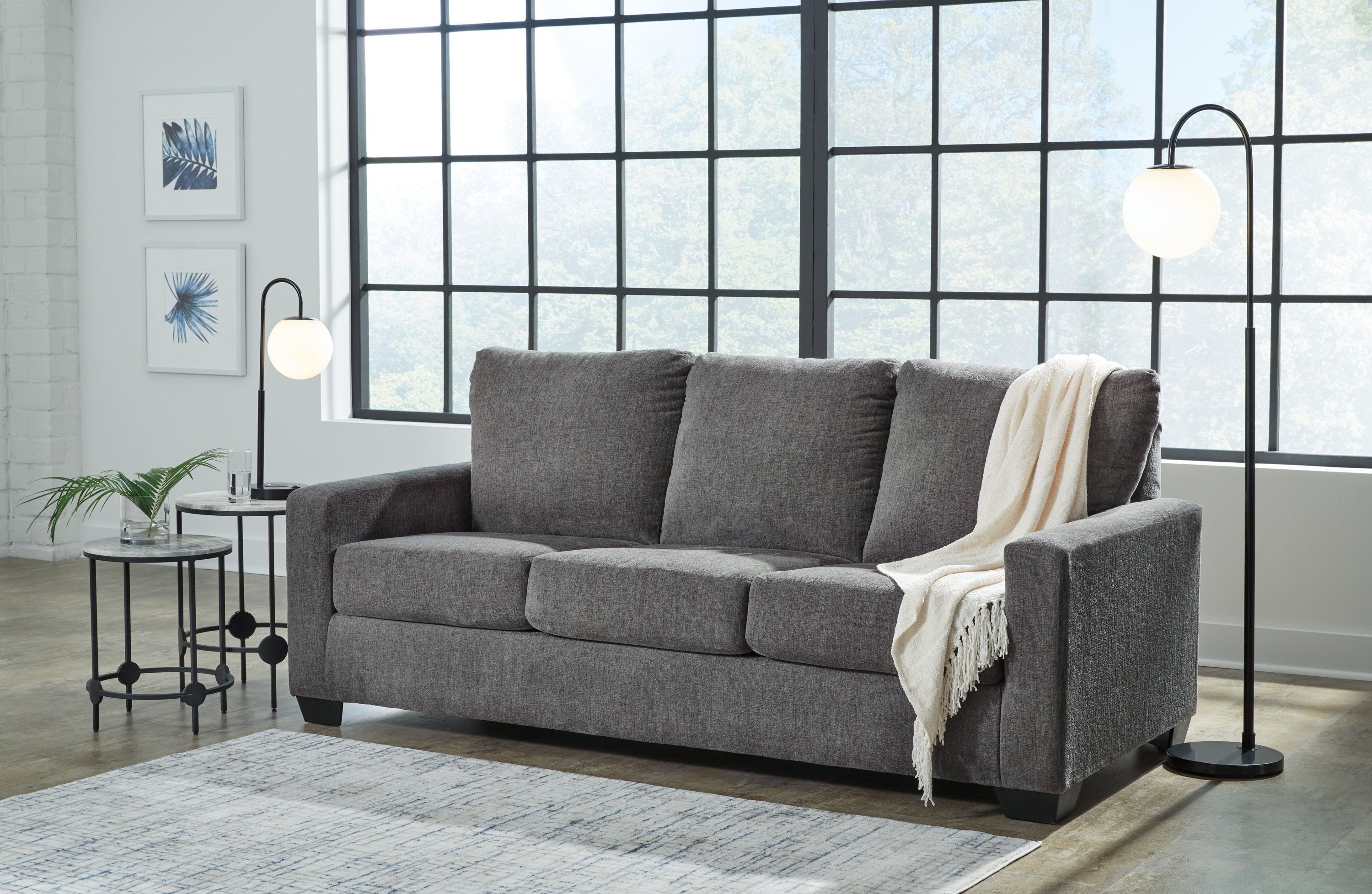 Rannis Pewter Chenille Queen Sofa Sleeper - Image 3