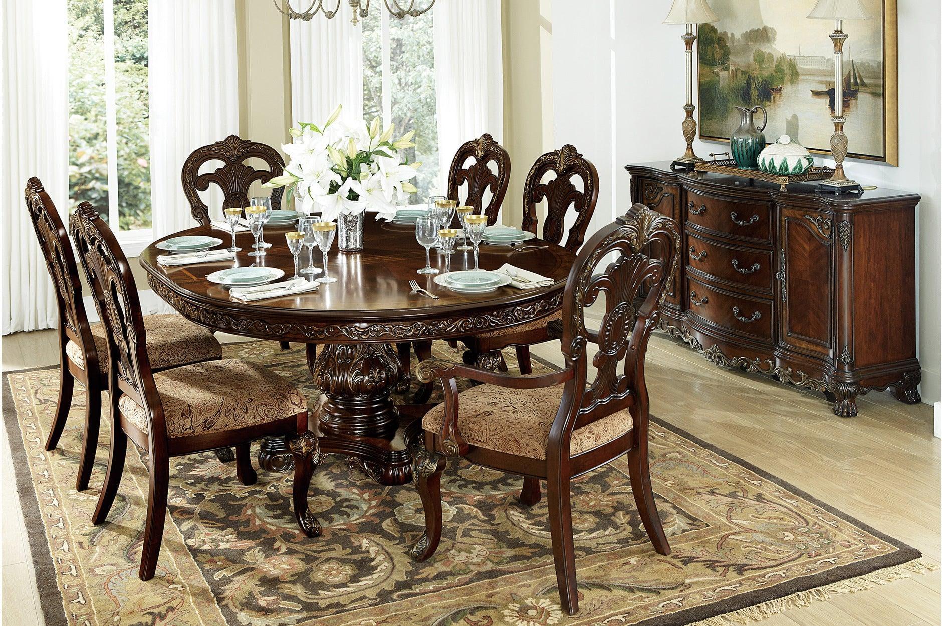 Deryn Park Cherry Upholstered Oval Dining Room Set - Image 1