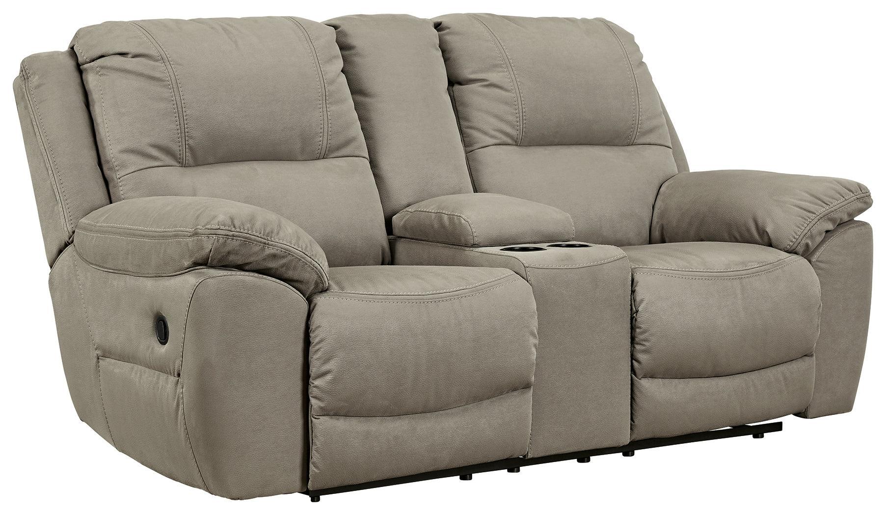 Next-Gen Gaucho Putty Microfiber Reclining Loveseat With Console - Image 2